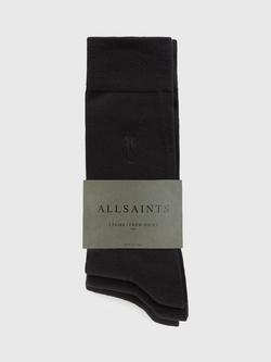 AllSaints Adan Ramskull Socks, Pack of 3, Black/Multi - view 2, Black/Multi