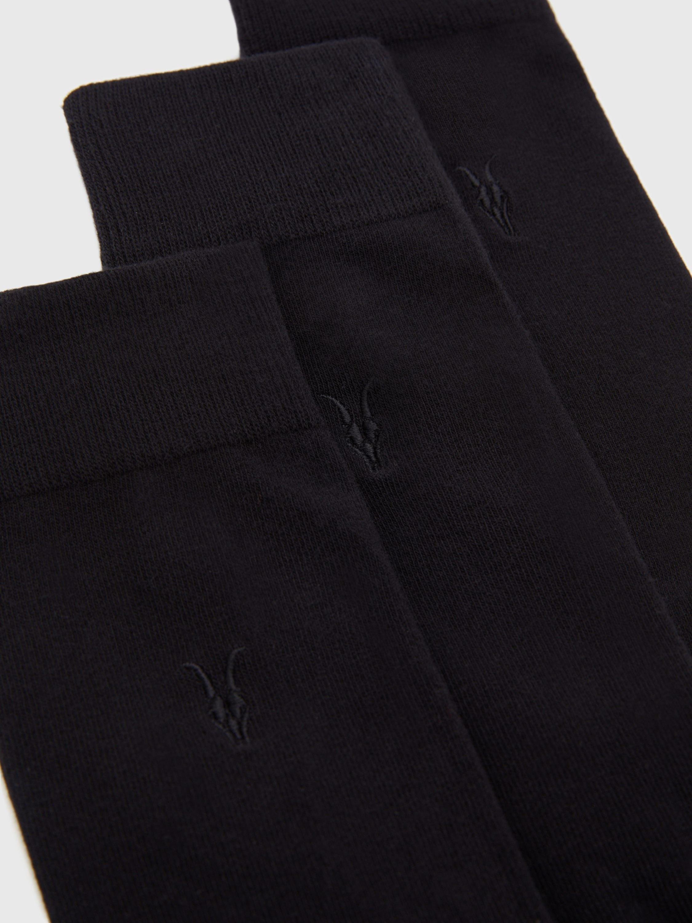 Product image 3 of 3, which shows AllSaints Adan Ramskull Socks, Pack of 3, Black/Multi, M-L