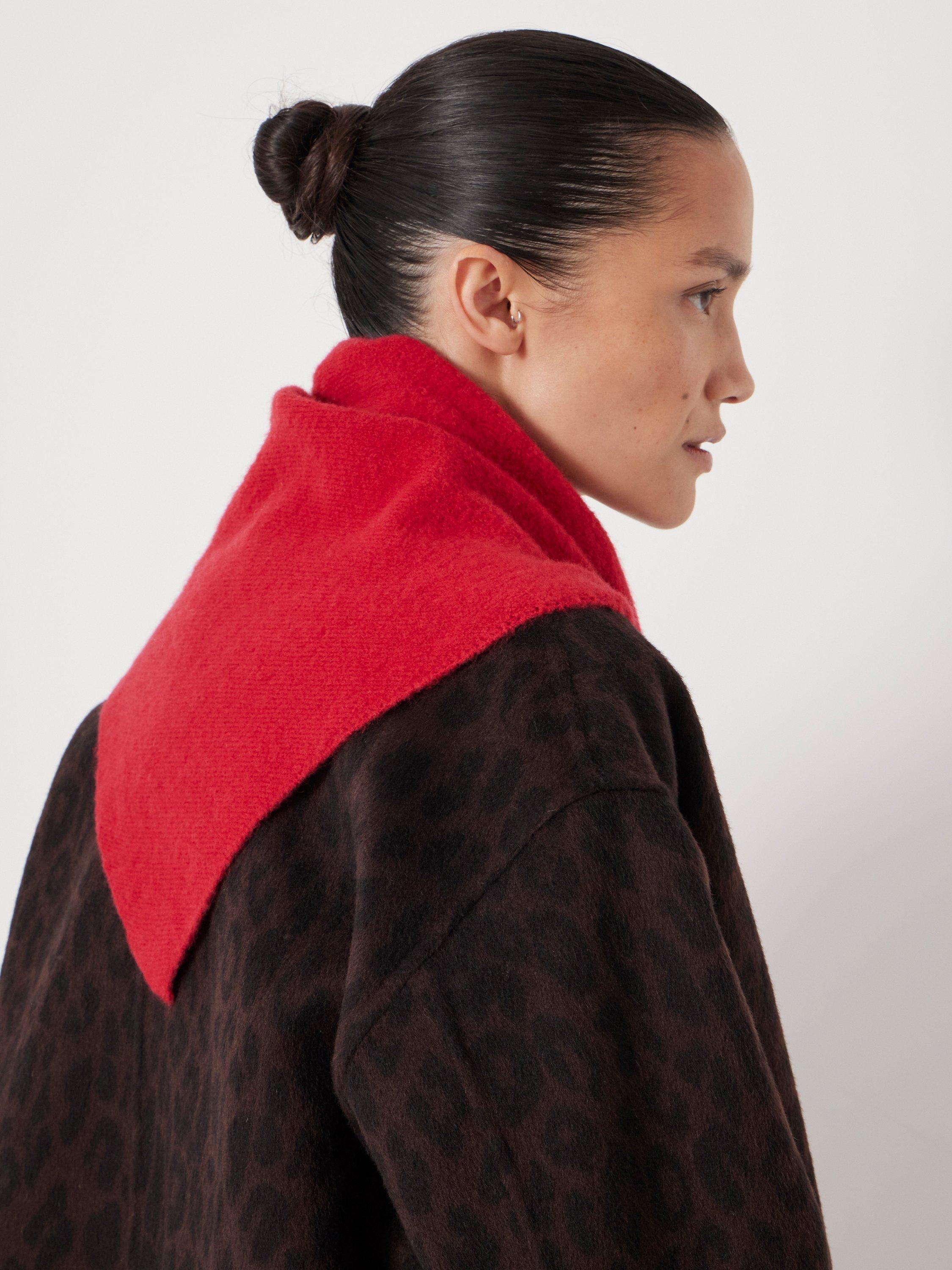 Product image 2 of 4, which shows HUSH Knit Wool Triangle Scarf, Ruby Red, One Size