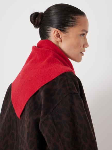 HUSH Knit Wool Triangle Scarf - view 2, Ruby Red