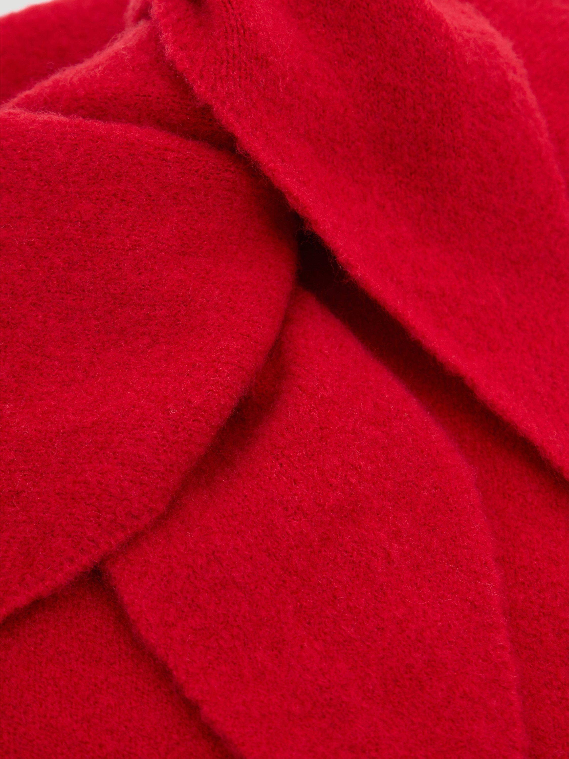 Product image 3 of 4, which shows HUSH Knit Wool Triangle Scarf, Ruby Red, One Size