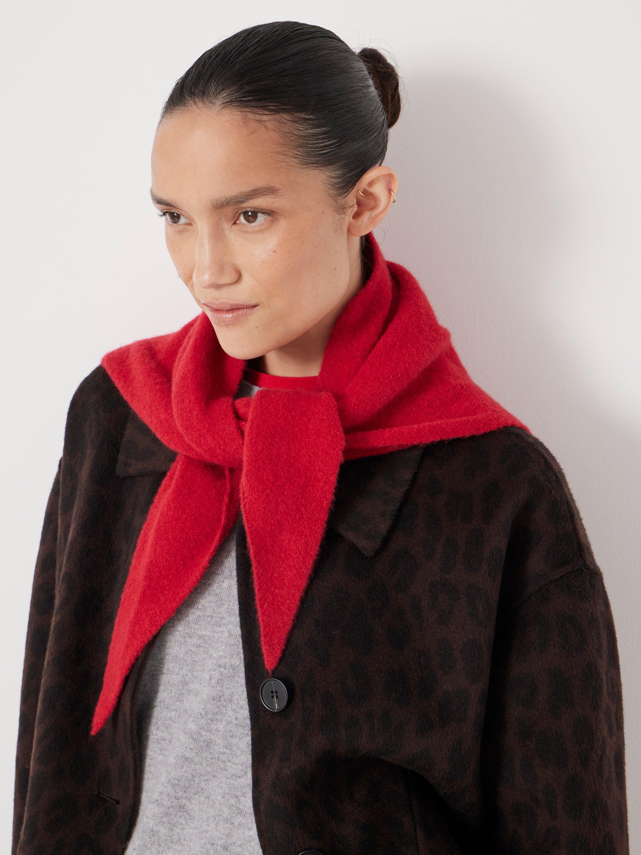 Product image 4 of 4, which shows HUSH Knit Wool Triangle Scarf, Ruby Red, One Size