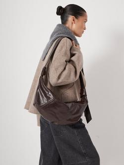 HUSH Leather Crescent Boho Bag - view 2, Chocolate