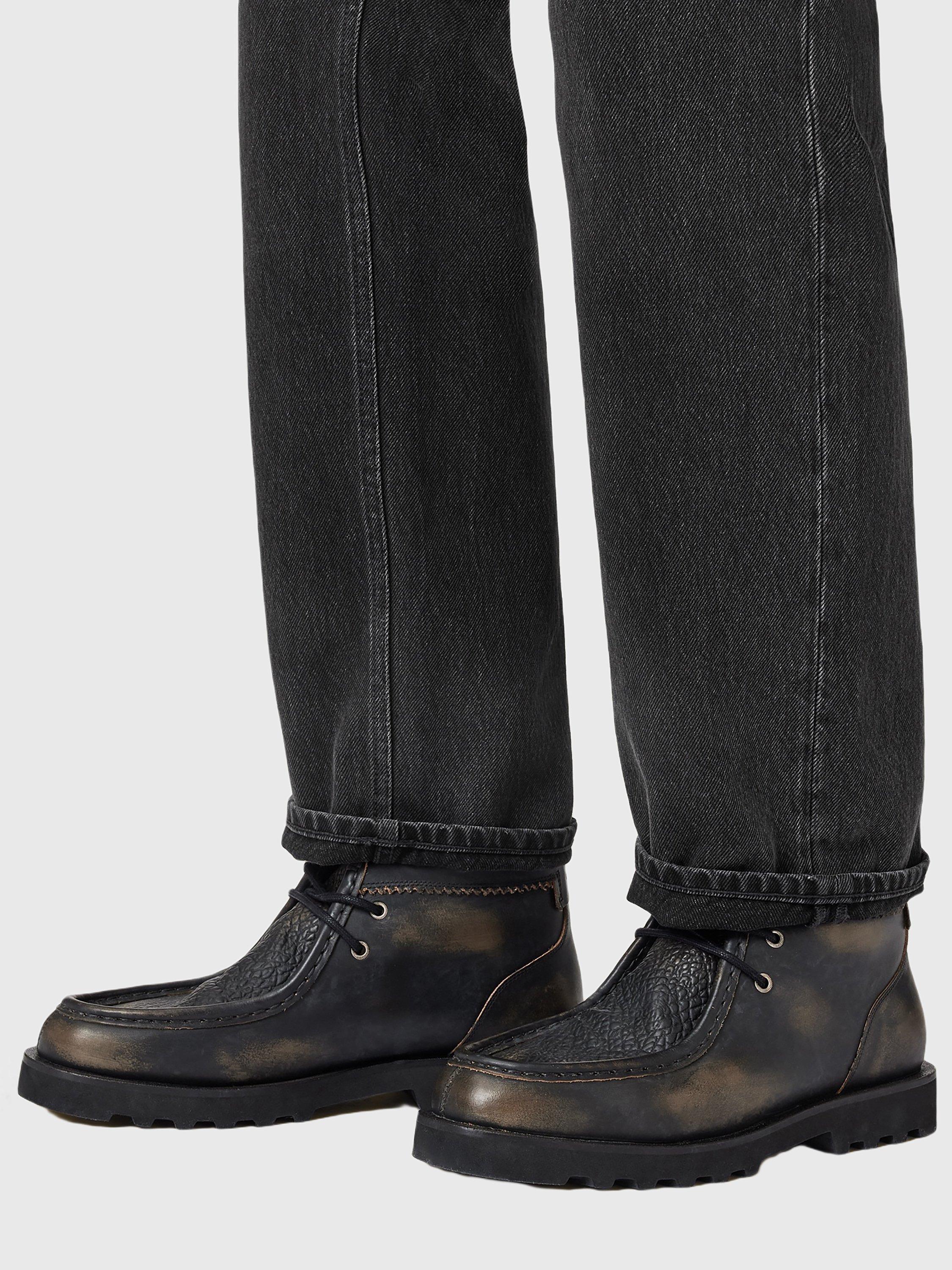 Product image 2 of 7, which shows AllSaints Skiff Leather Chukka Boots, Black/Multi, 10