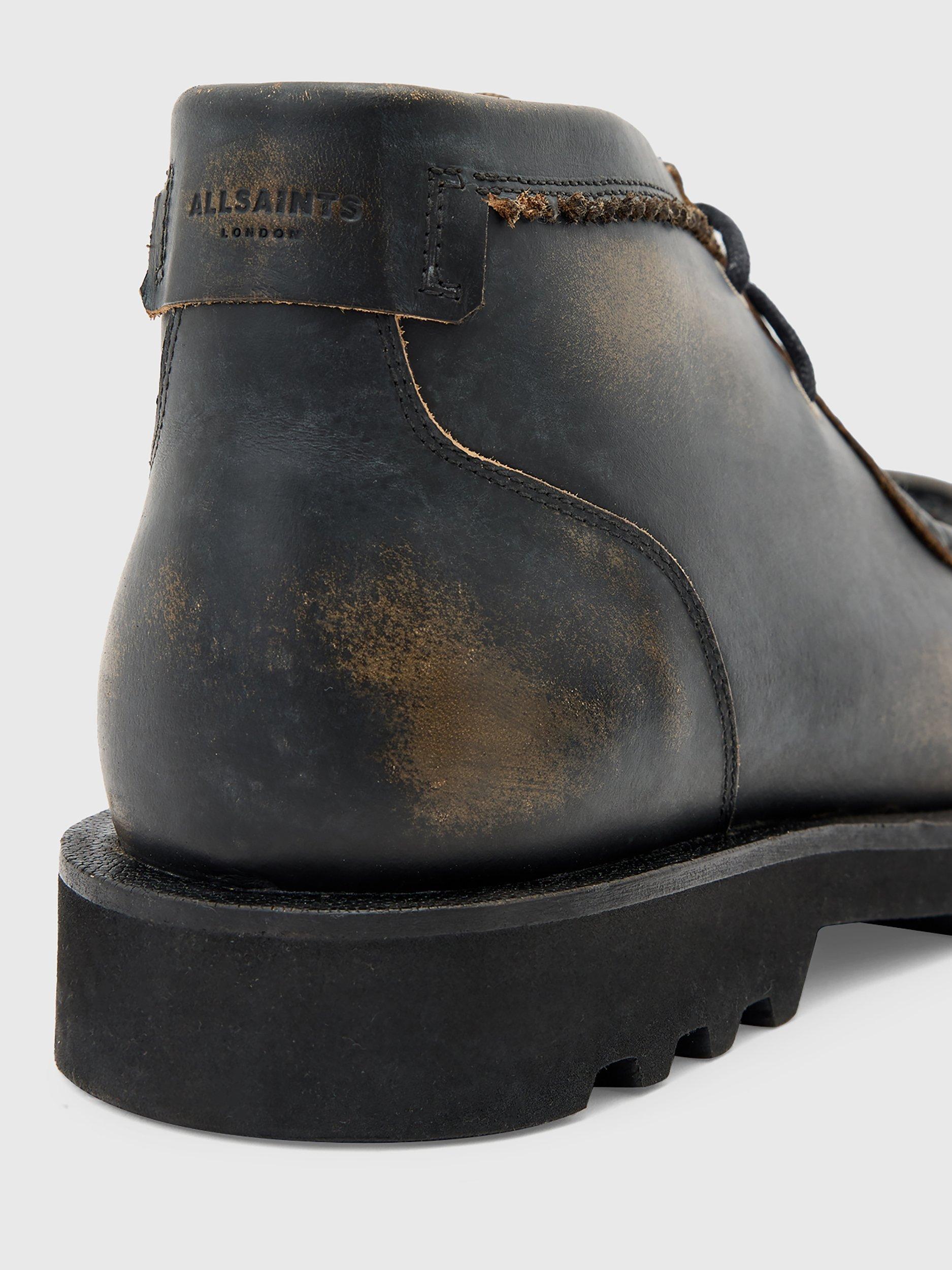 Product image 6 of 7, which shows AllSaints Skiff Leather Chukka Boots, Black/Multi, 10