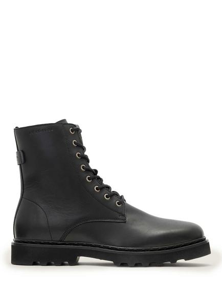 AllSaints Skiff Leather Military Boots, Black, Black