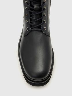 AllSaints Skiff Leather Military Boots, Black - view 2, Black