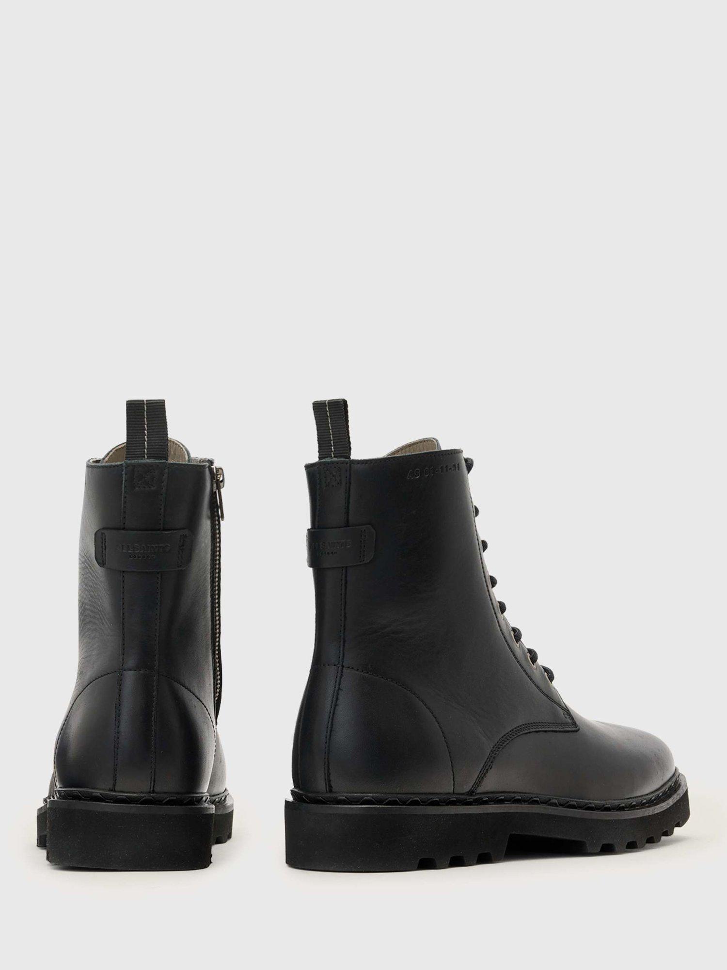 Product image 5 of 5, which shows AllSaints Skiff Leather Military Boots, Black, EU44