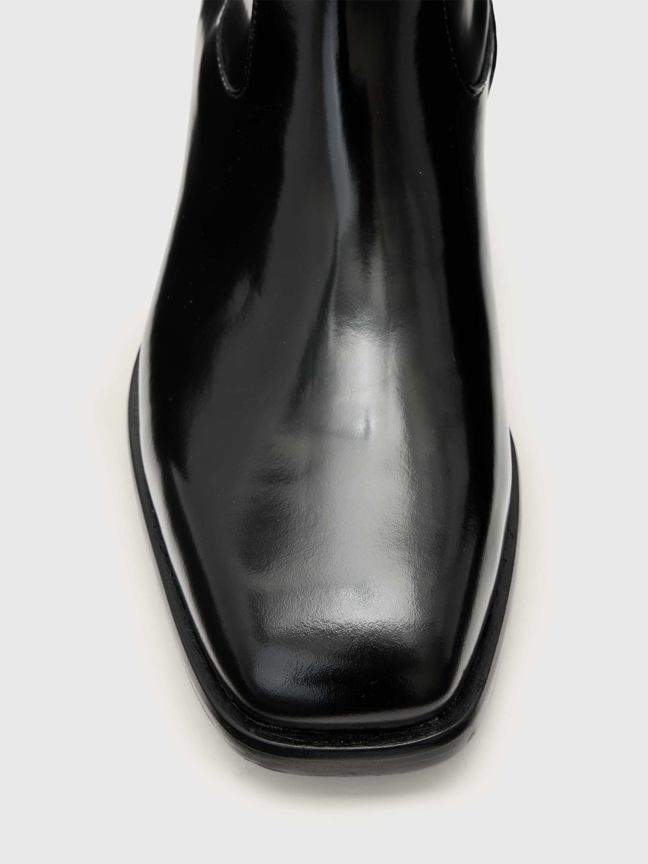 Product image 2 of 5, which shows AllSaints Milton Leather Zip-Up Ankle Boots, Black, EU44