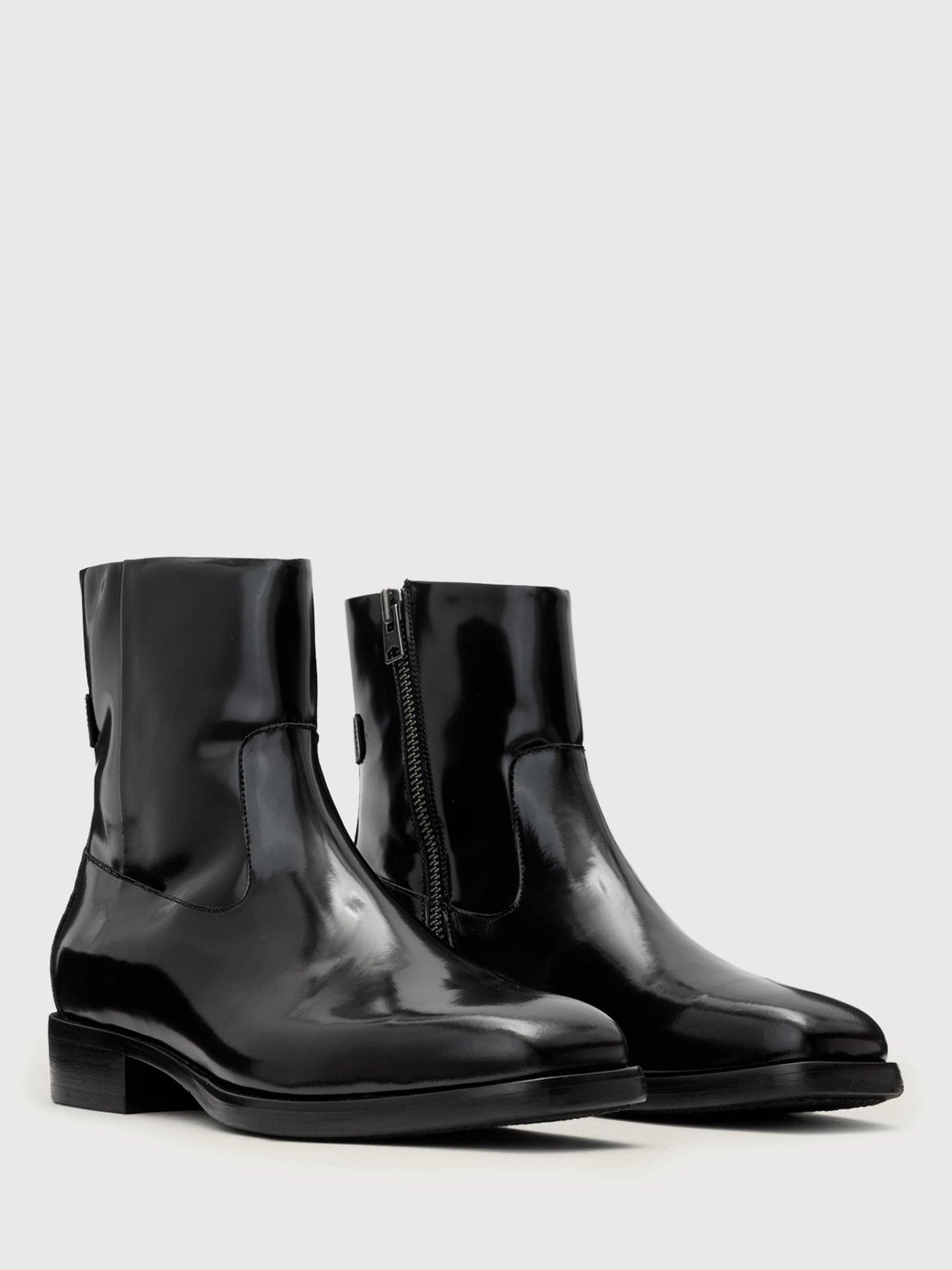 Product image 3 of 5, which shows AllSaints Milton Leather Zip-Up Ankle Boots, Black, EU44