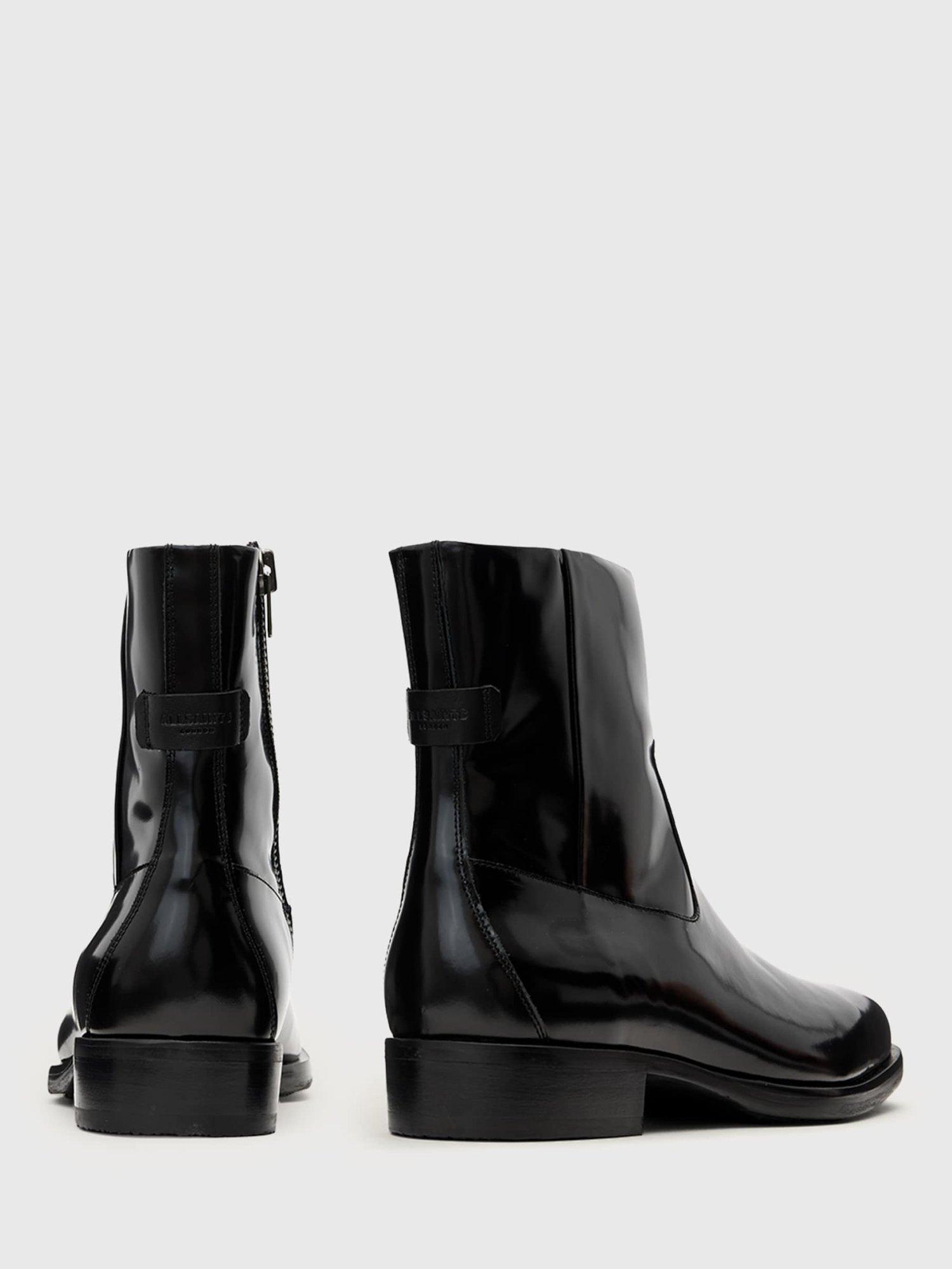 Product image 5 of 5, which shows AllSaints Milton Leather Zip-Up Ankle Boots, Black, EU44