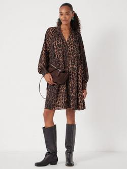 HUSH Leopard Print Chiffon Mini Dress, Brown, Brown