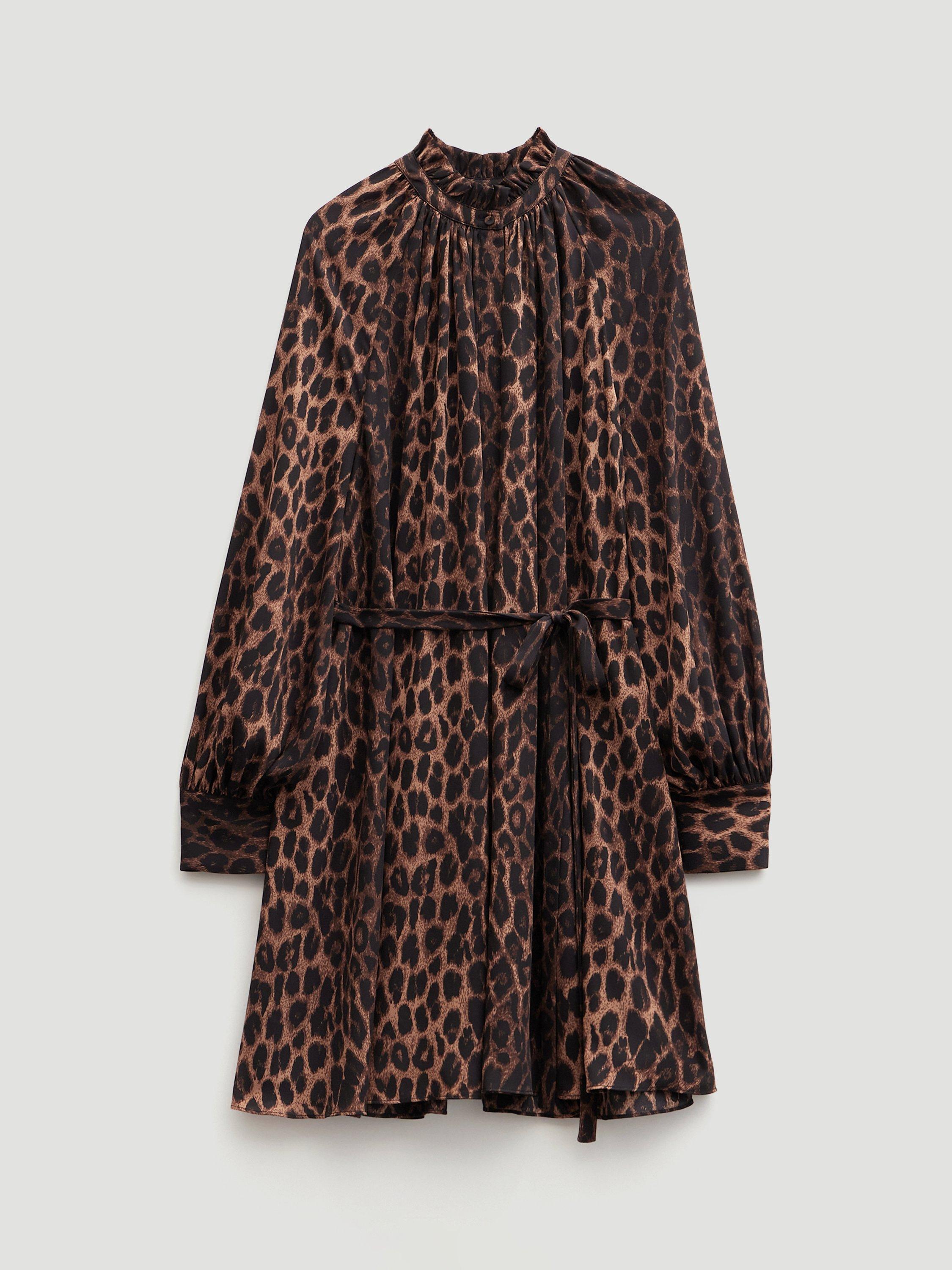 Product image 4 of 6, which shows HUSH Leopard Print Chiffon Mini Dress, Brown, M-L