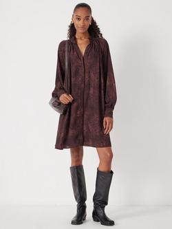 HUSH Snake Print Chiffon Mini Dress, Brown, Brown