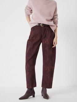 HUSH Cordelia Snake Print Barrel Leg Jeans, Brown, Brown