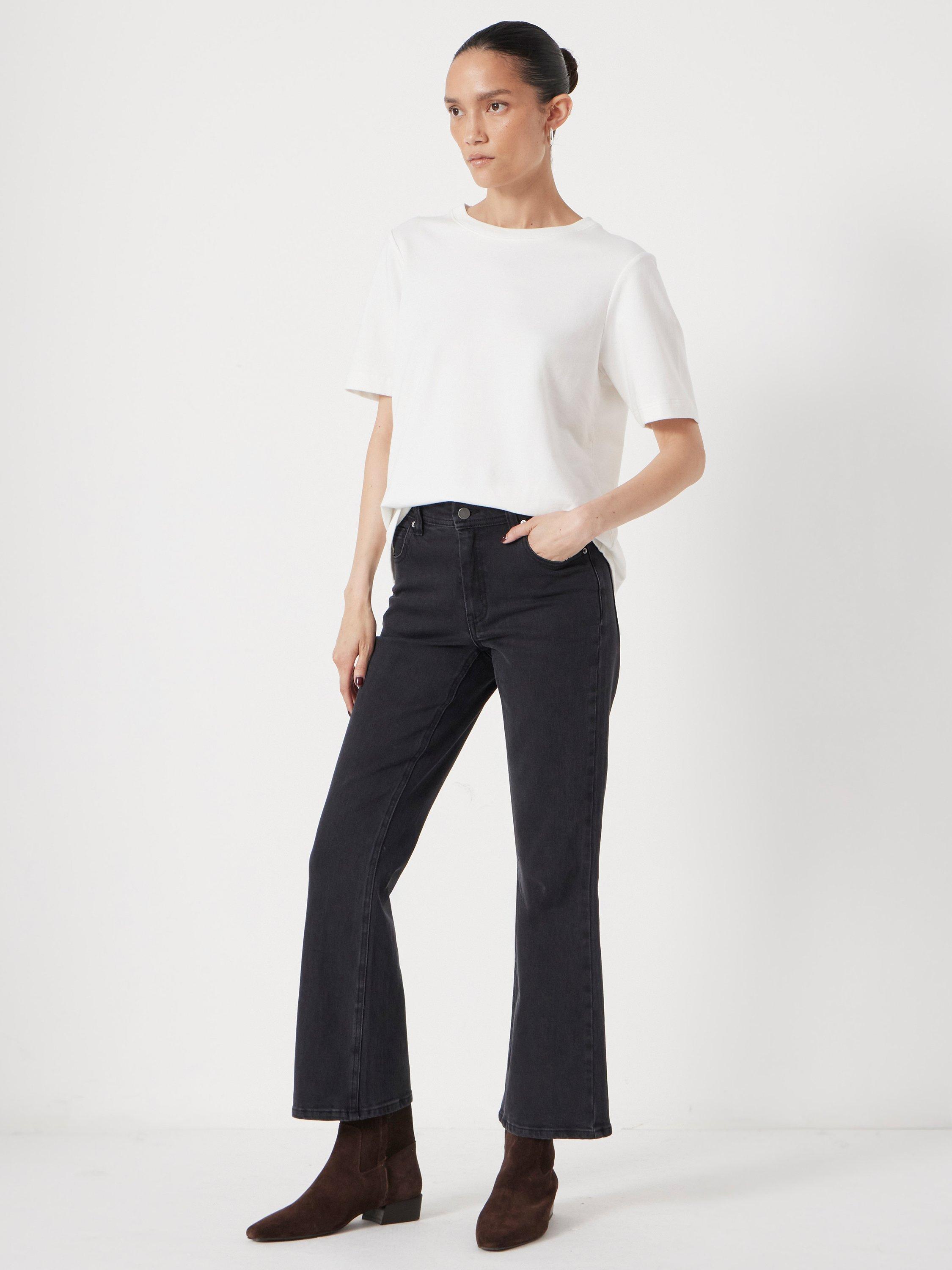 Product image 1 of 6, which shows HUSH Eliana Bootcut Cropped Jeans, Washed Black, 10