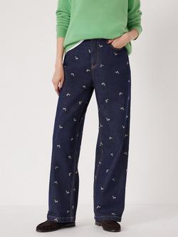 HUSH  Romy Floral Embroidered Cotton Denim Jeans, Blue