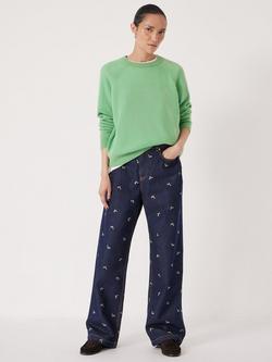 HUSH  Romy Floral Embroidered Cotton Denim Jeans - view 2, Blue