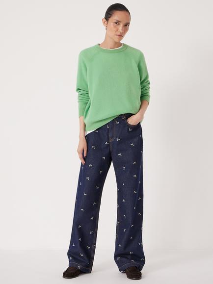 HUSH  Romy Floral Embroidered Cotton Denim Jeans - view 2, Blue