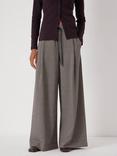 HUSH Check Jersey Wide Leg Trousers, Brown