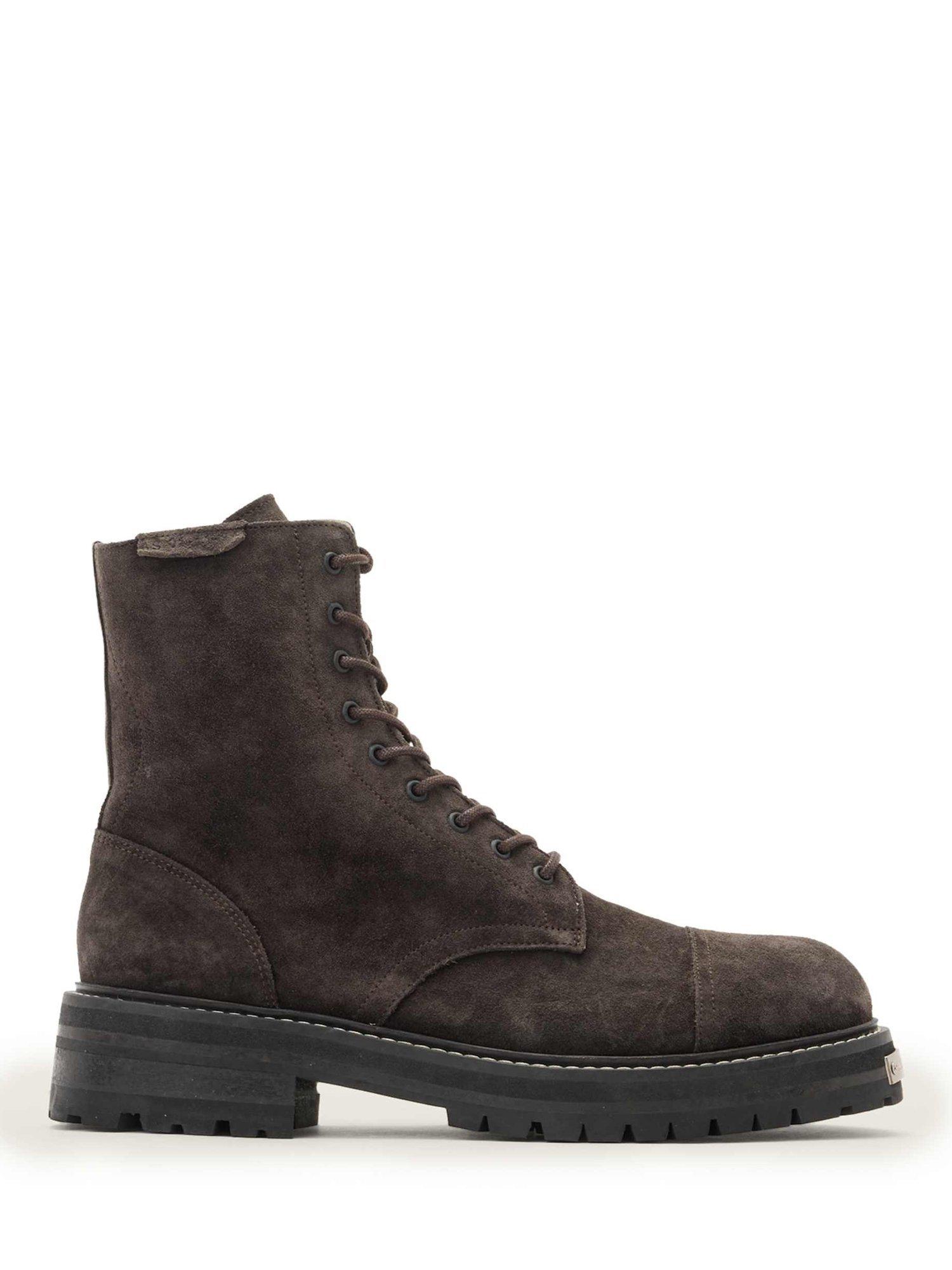 Product image 1 of 5, which shows AllSaints Hank Suede Ankle Boots, Grey Mid, EU44