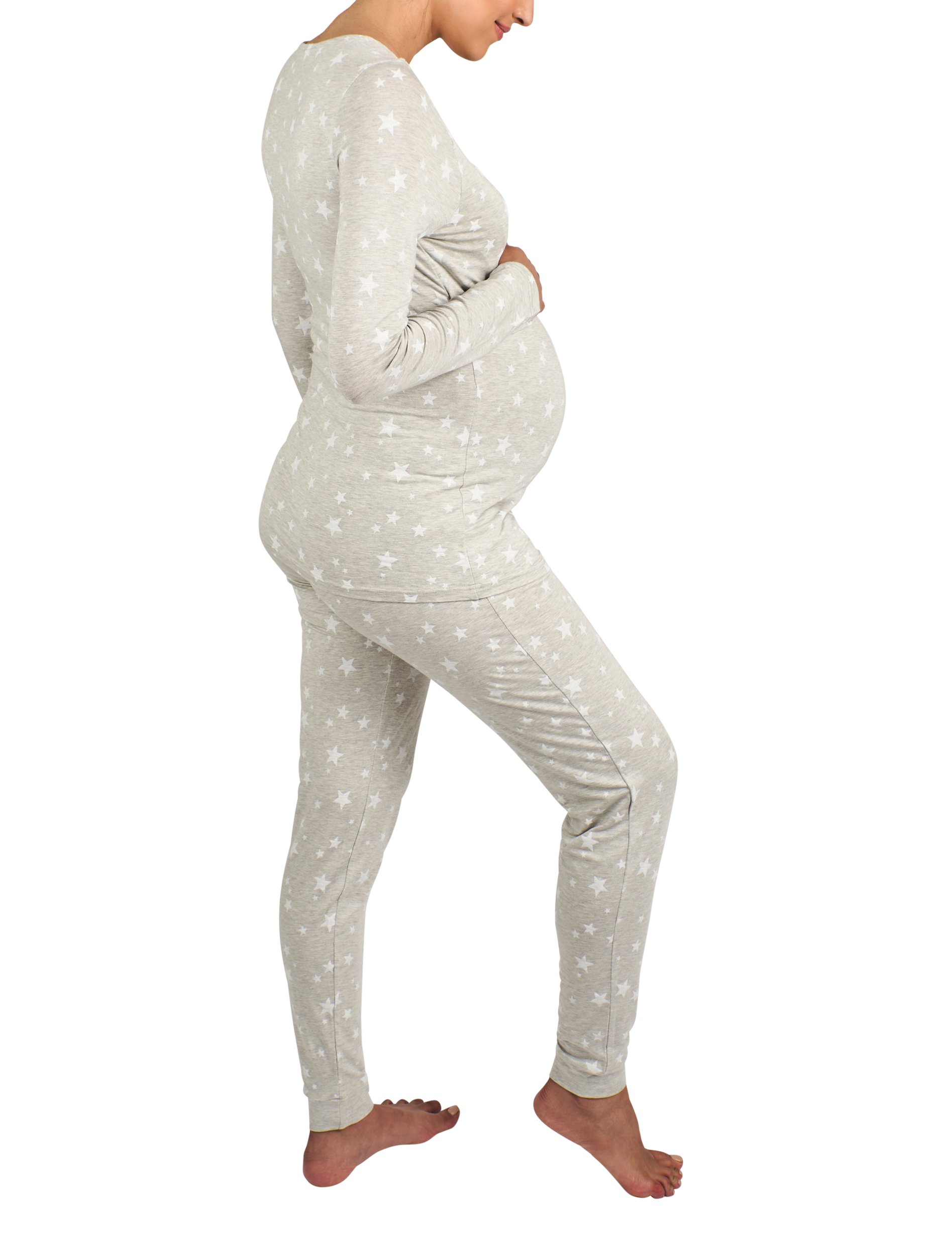 Product image 2 of 5, which shows JoJo Maman Bébé Maternity and Nursing Pyjama Set, Grey, S