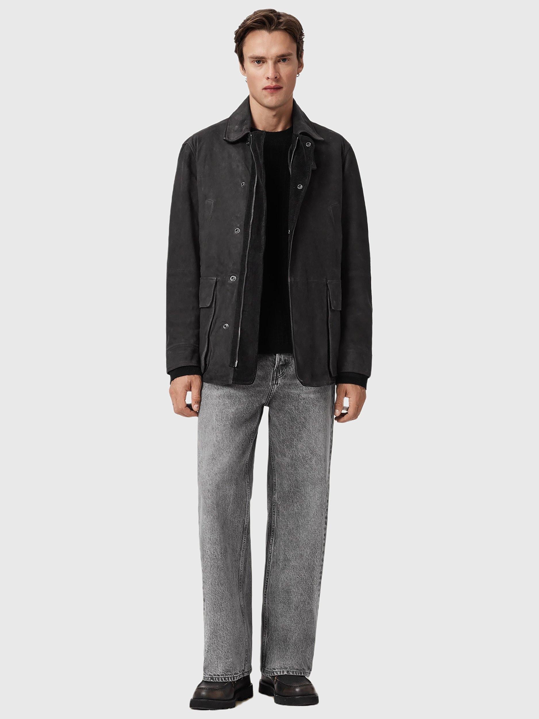 Product image 3 of 8, which shows AllSaints Bolton Utility Coat, Black, L