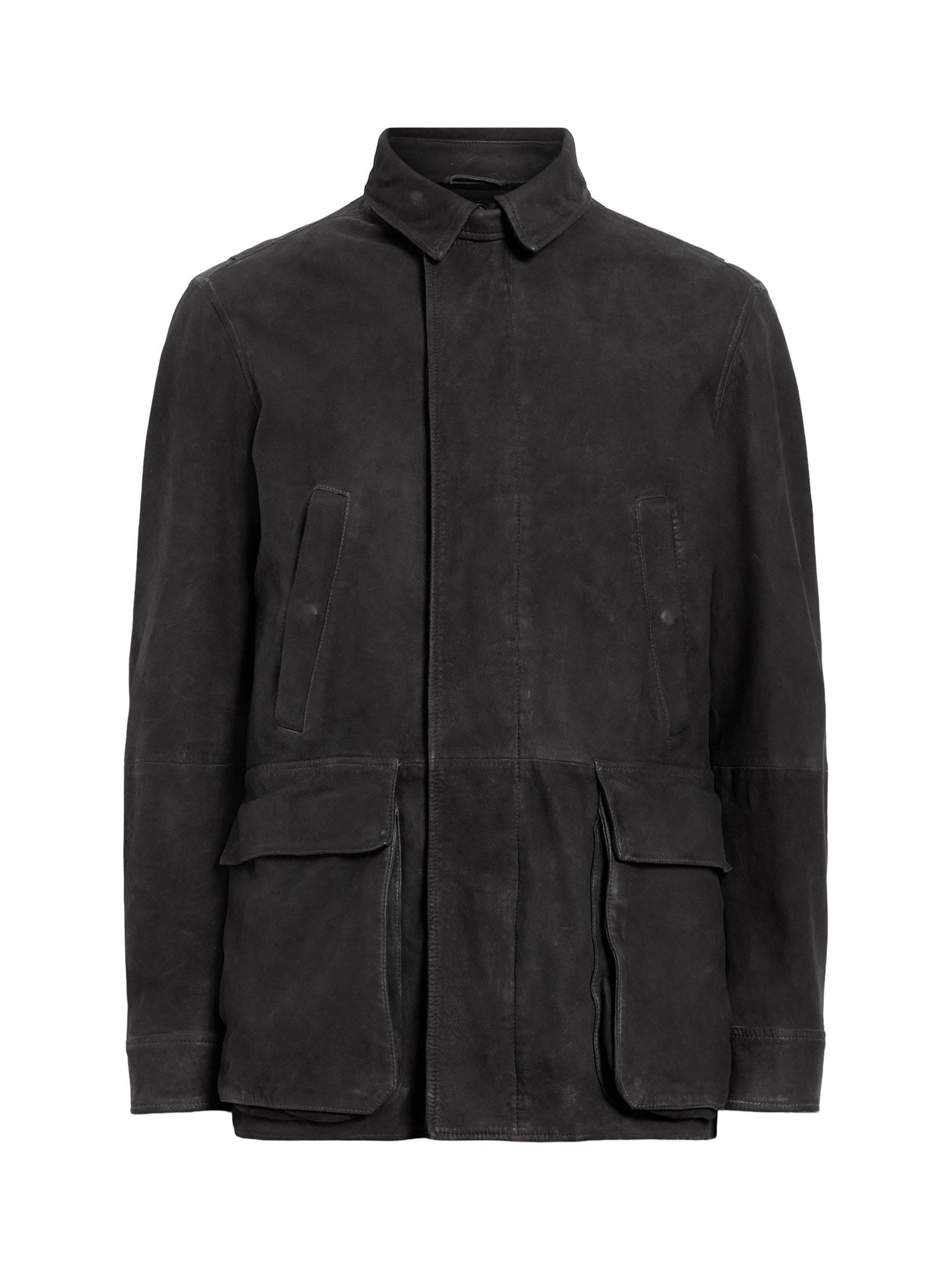 Product image 4 of 8, which shows AllSaints Bolton Utility Coat, Black, L