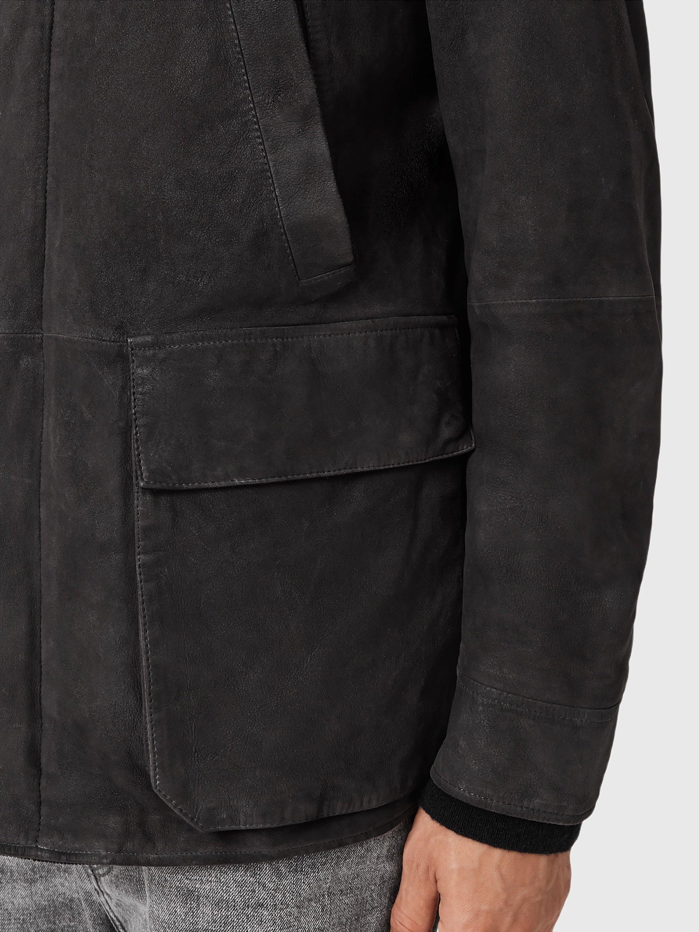 Product image 5 of 8, which shows AllSaints Bolton Utility Coat, Black, L