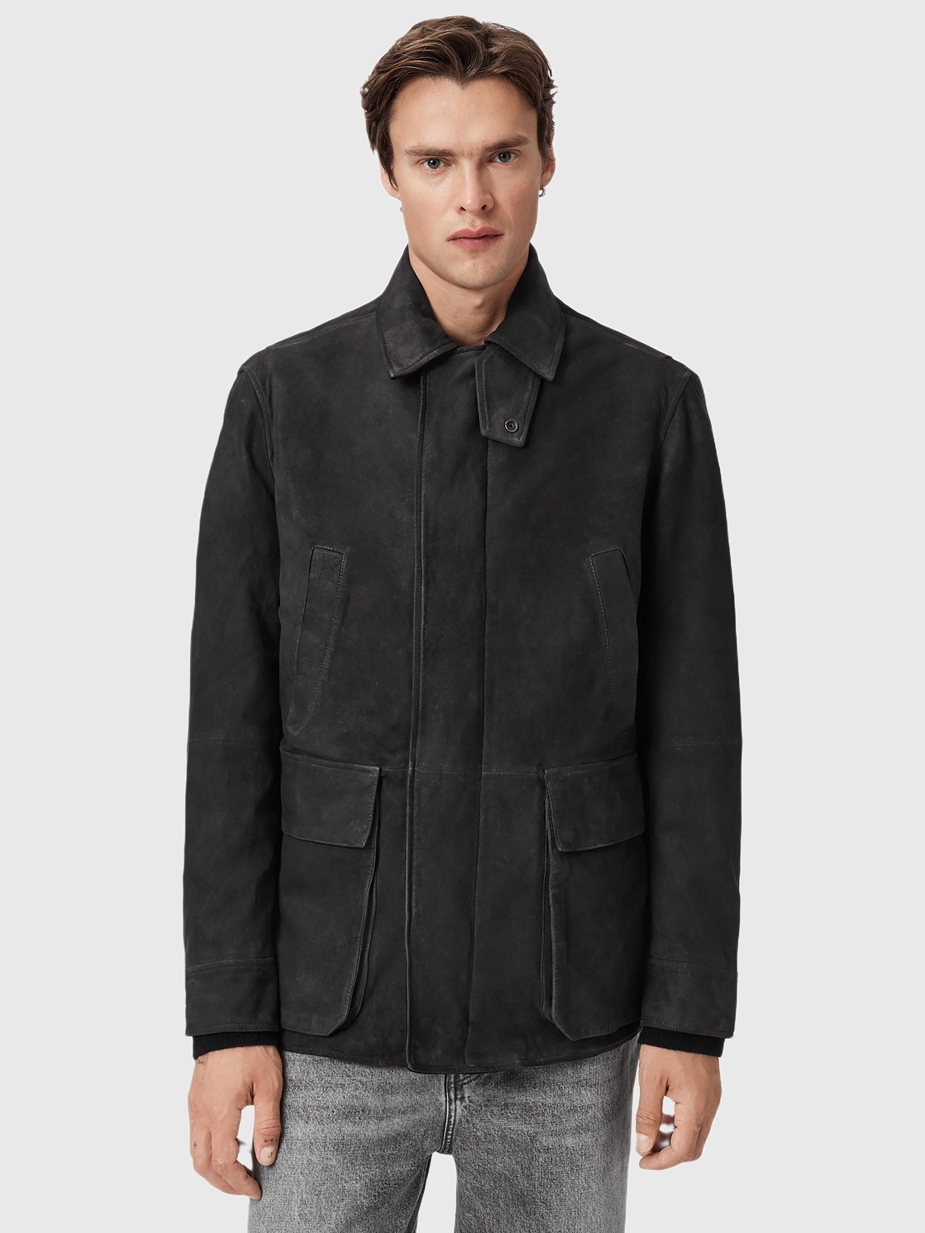 Product image 8 of 8, which shows AllSaints Bolton Utility Coat, Black, L