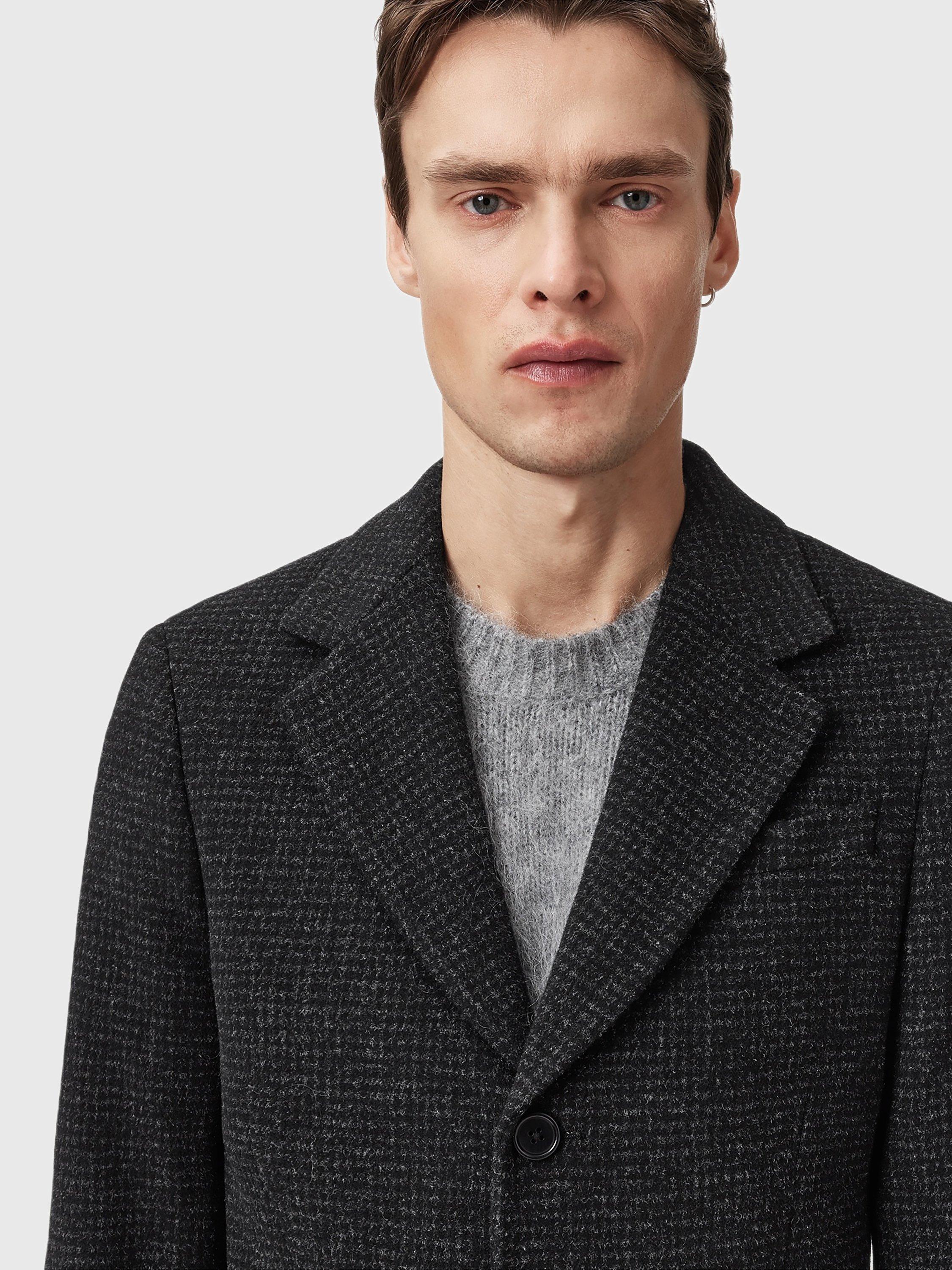 Product image 6 of 10, which shows AllSaints Caspian Wool Blend Coat, Cinder Black Marl, 34R