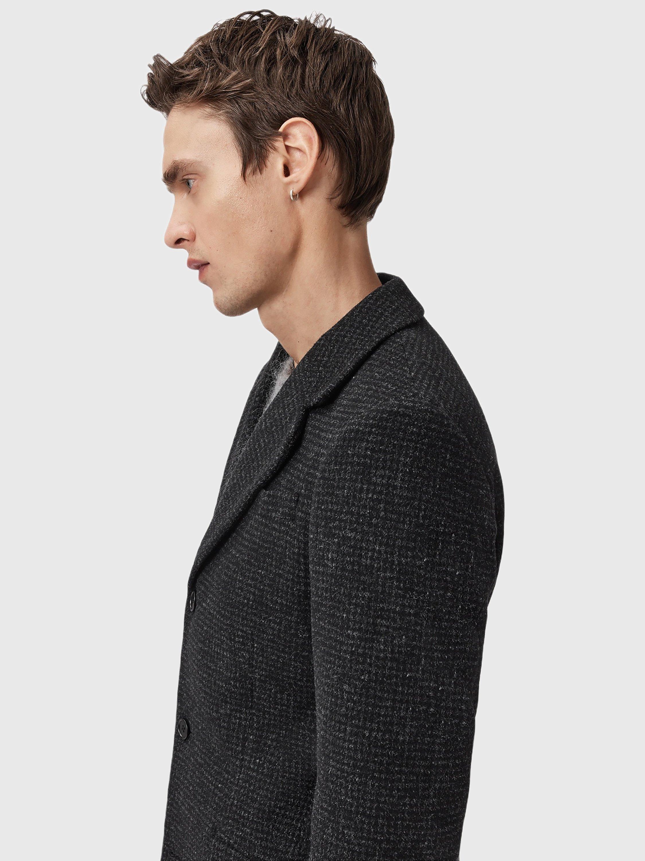 Product image 8 of 10, which shows AllSaints Caspian Wool Blend Coat, Cinder Black Marl, 34R