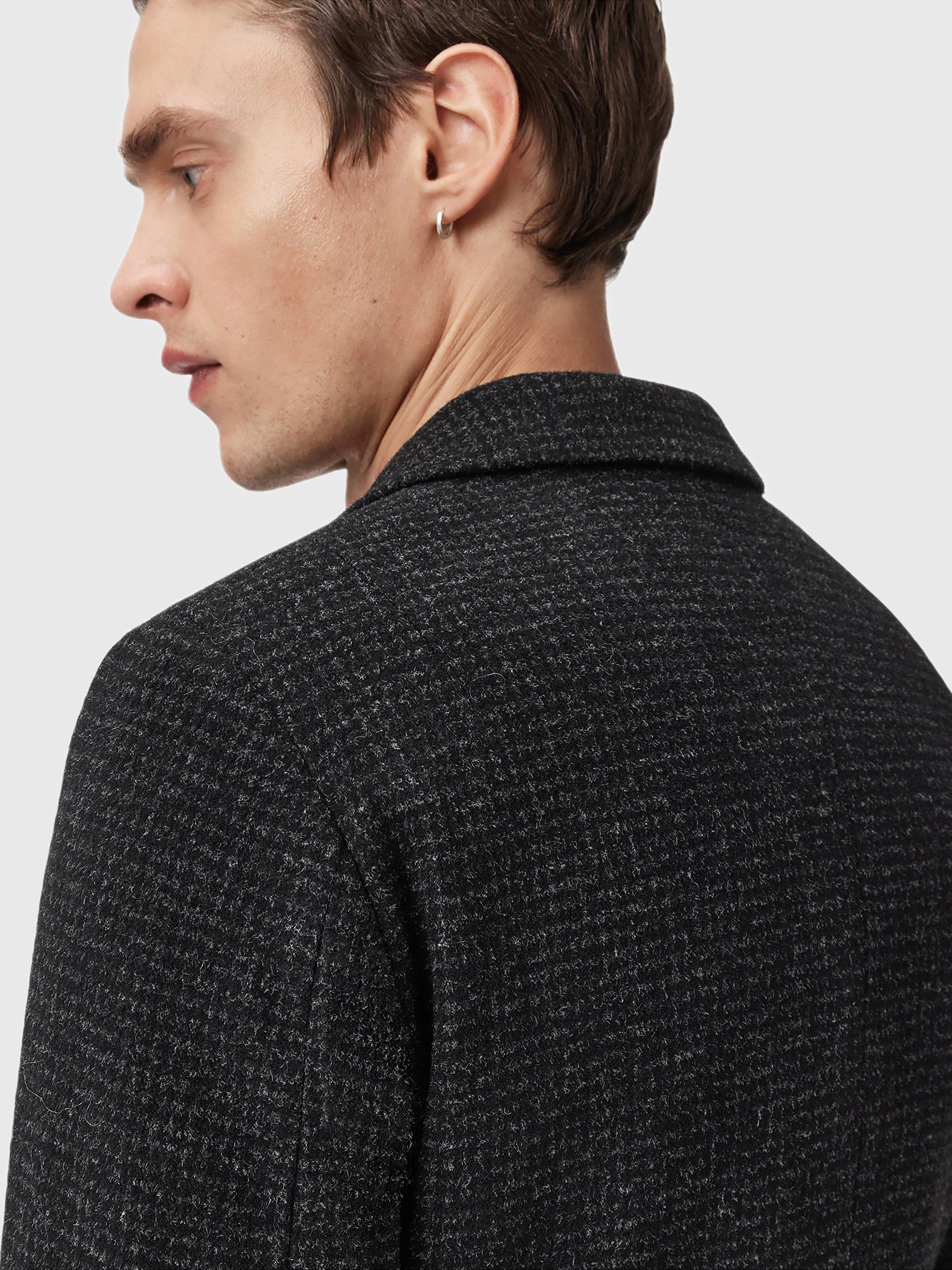 Product image 9 of 10, which shows AllSaints Caspian Wool Blend Coat, Cinder Black Marl, 34R