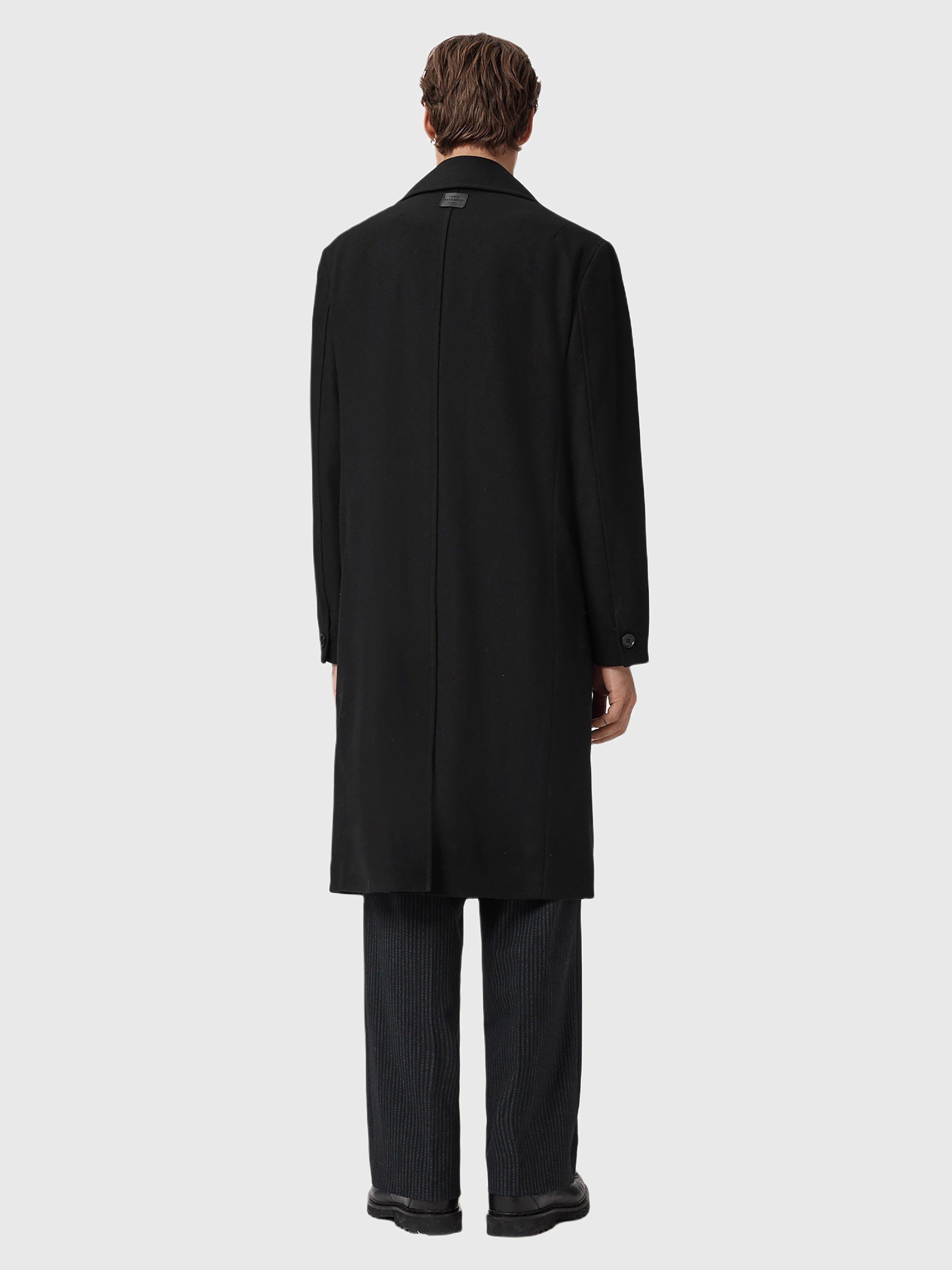 Product image 2 of 8, which shows AllSaints Curran Double Breasted Wool Blend Coat, Black, 34R
