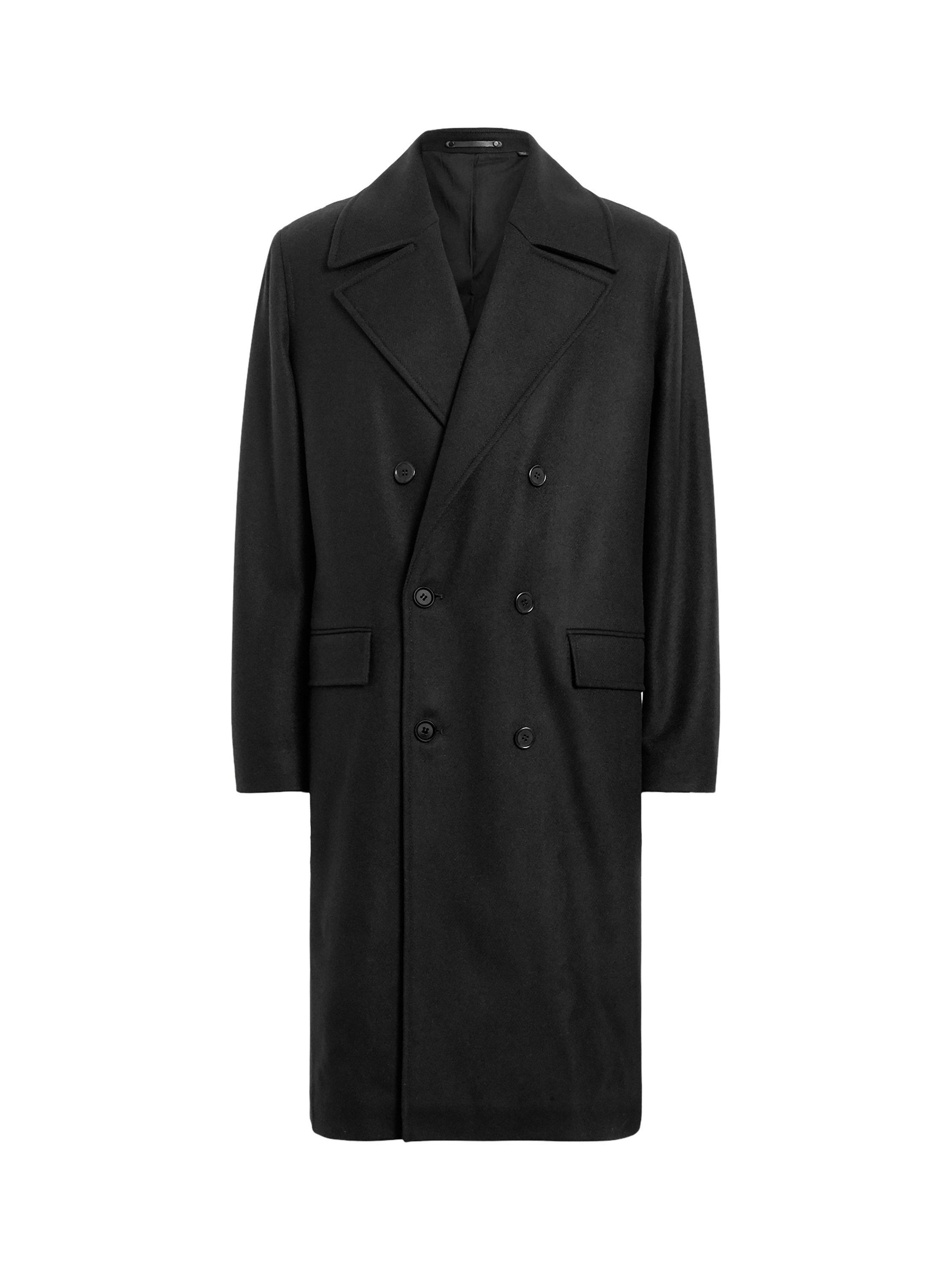 Product image 4 of 8, which shows AllSaints Curran Double Breasted Wool Blend Coat, Black, 34R