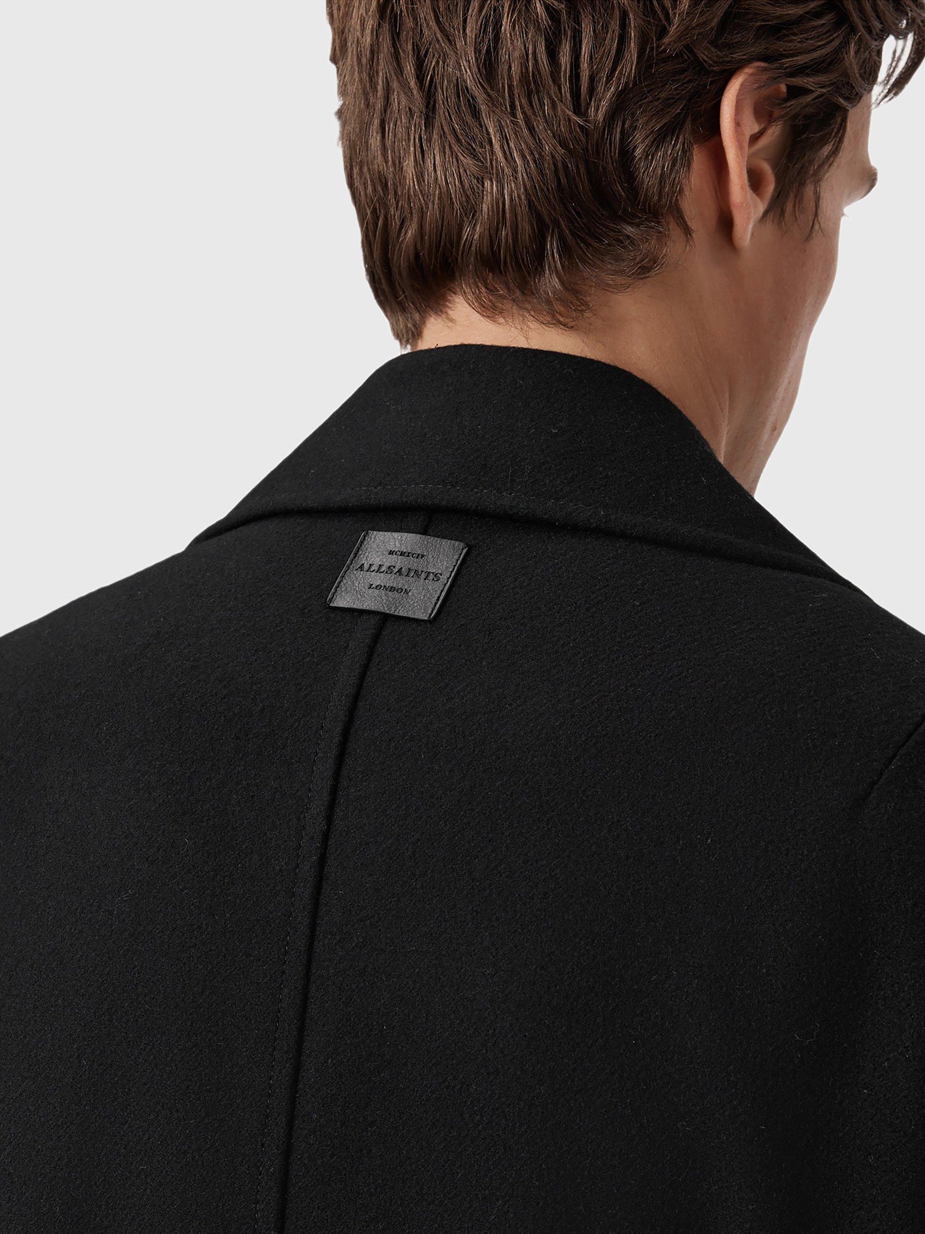 Product image 5 of 8, which shows AllSaints Curran Double Breasted Wool Blend Coat, Black, 34R