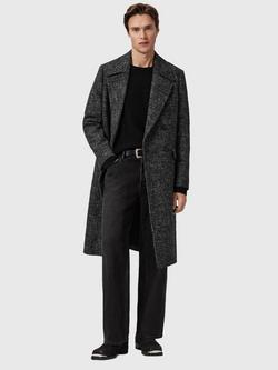 AllSaints Lincoln Double Breasted Coat, Grey Charcoal