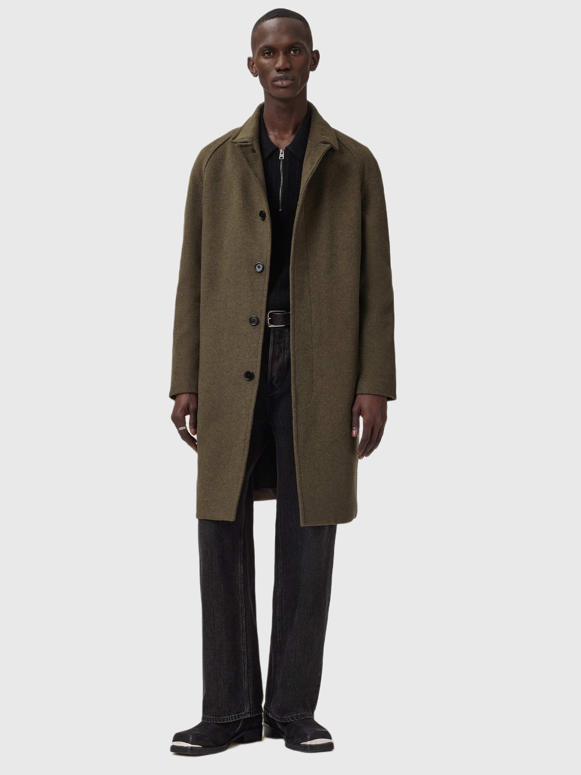 Product image 3 of 7, which shows AllSaints Wool Blend Overcoat, Mid Brown, 34R