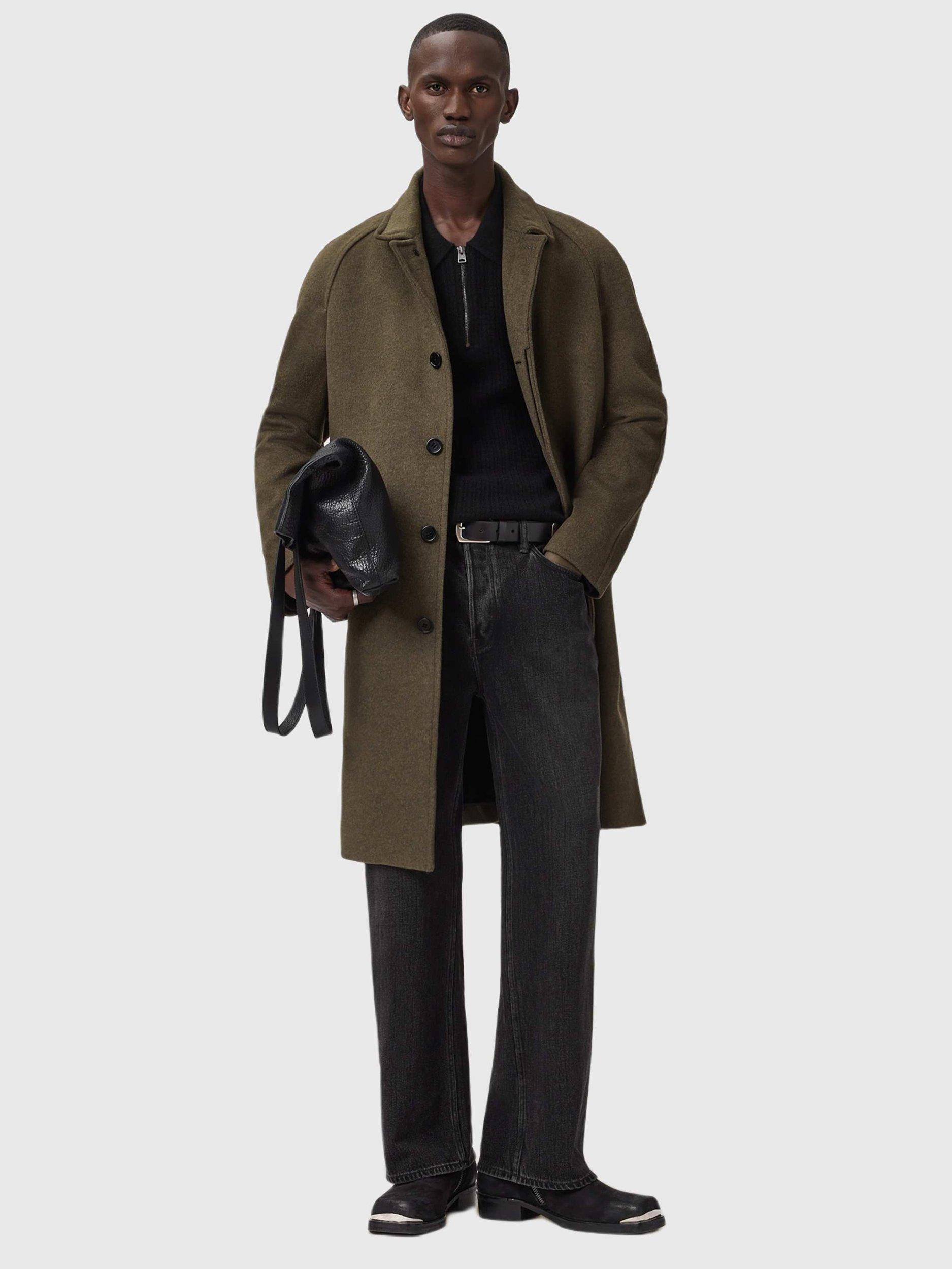 Product image 6 of 7, which shows AllSaints Wool Blend Overcoat, Mid Brown, 34R