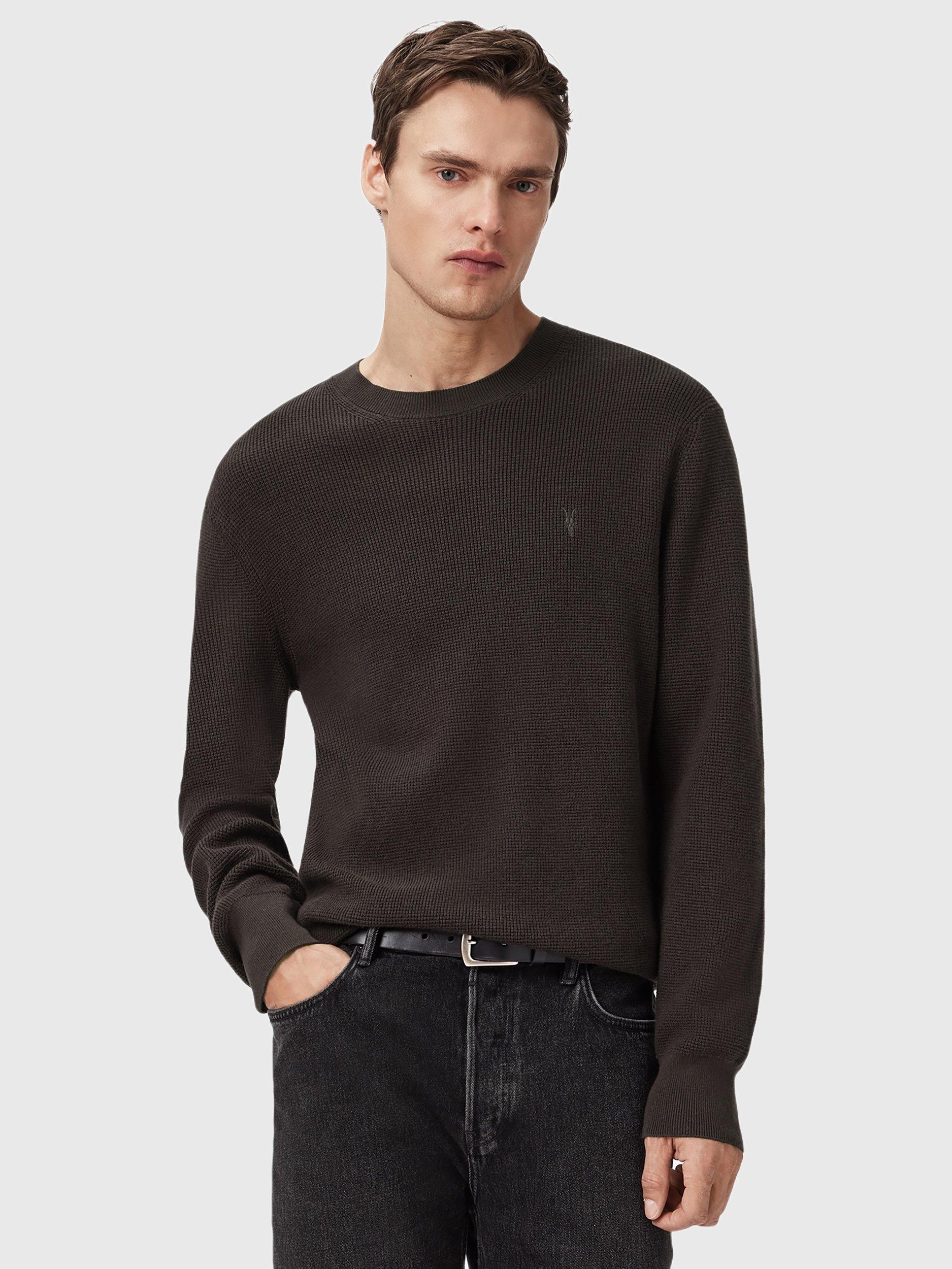 Product image 6 of 8, which shows AllSaints Aspen Cotton Wool Blend Jumper, Brown Mid, L