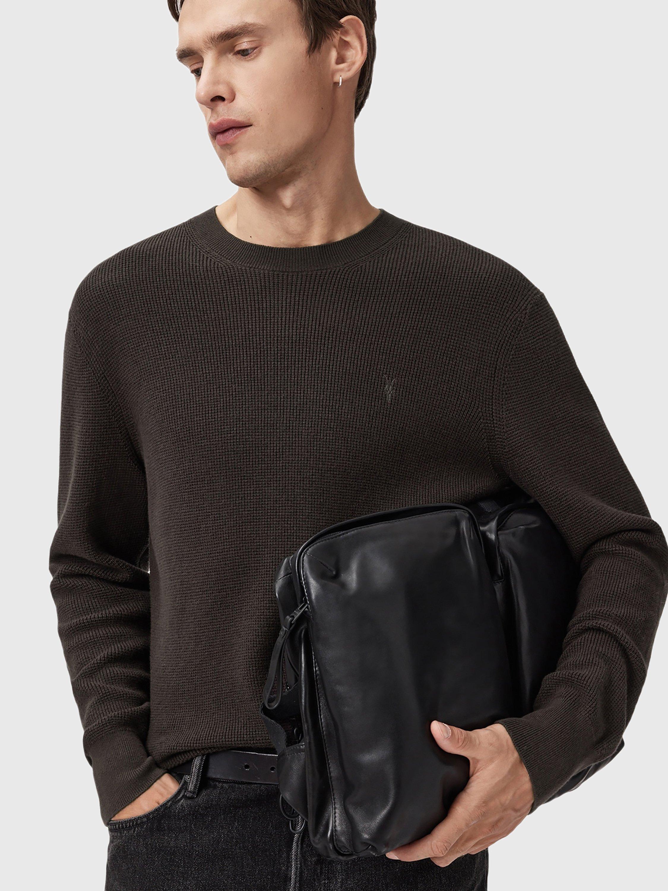 Product image 7 of 8, which shows AllSaints Aspen Cotton Wool Blend Jumper, Brown Mid, L