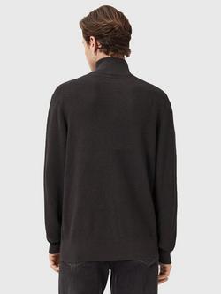 AllSaints Aspen Half Zip Cotton Wool Blend Jumper - view 2, Dark Brown