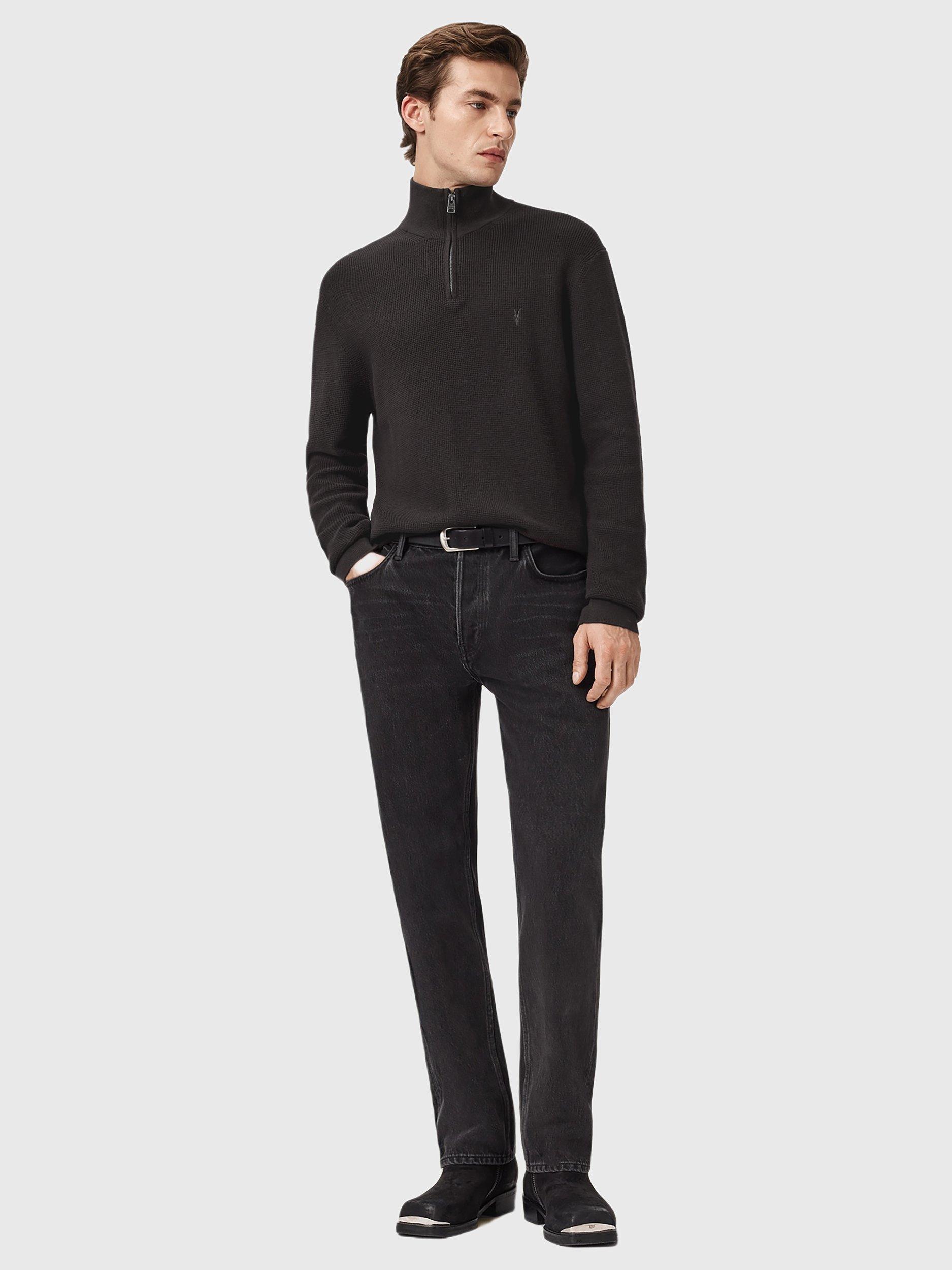 Product image 3 of 8, which shows AllSaints Aspen Half Zip Cotton Wool Blend Jumper, Dark Brown, L