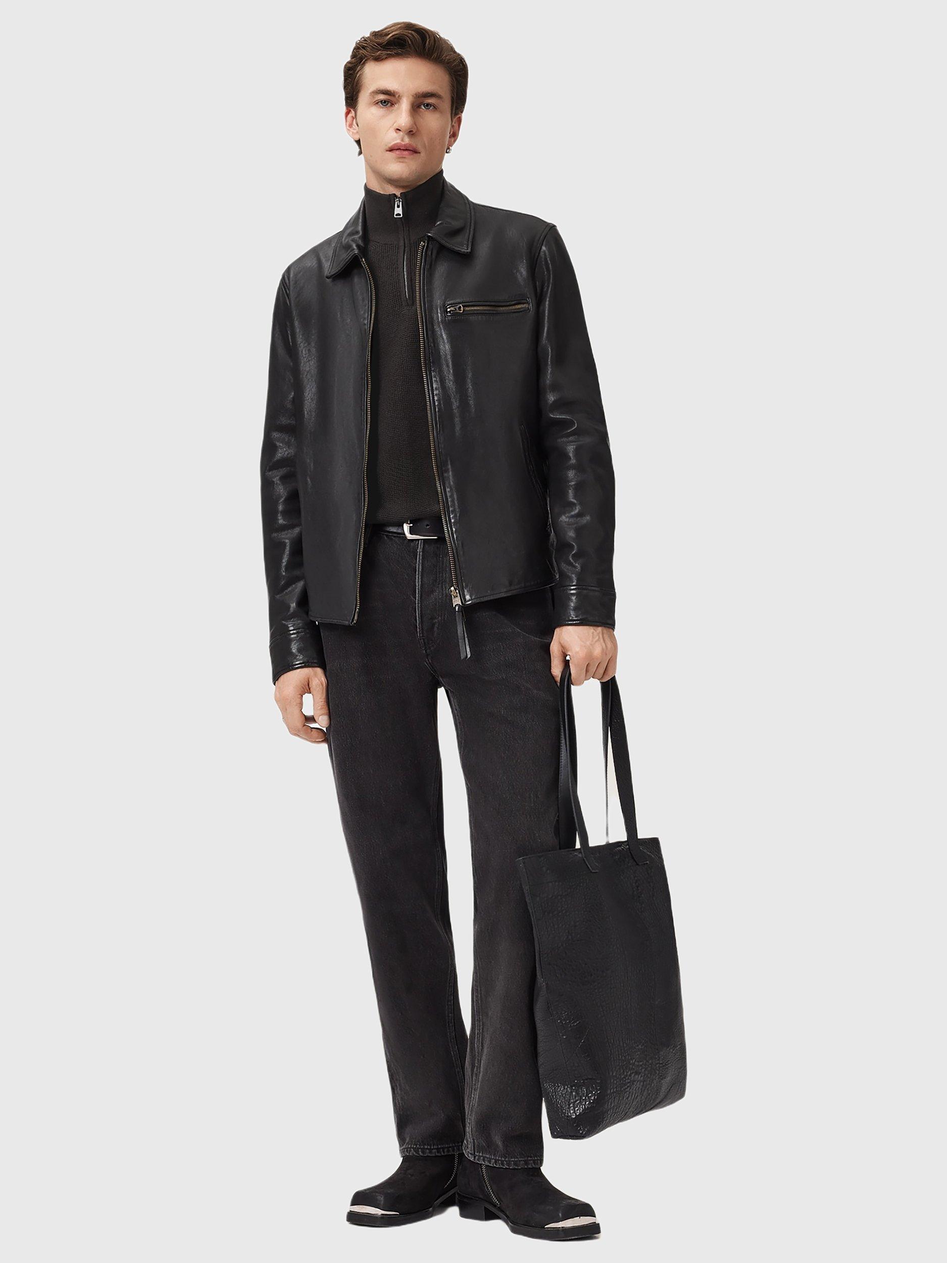 Product image 6 of 8, which shows AllSaints Aspen Half Zip Cotton Wool Blend Jumper, Dark Brown, L