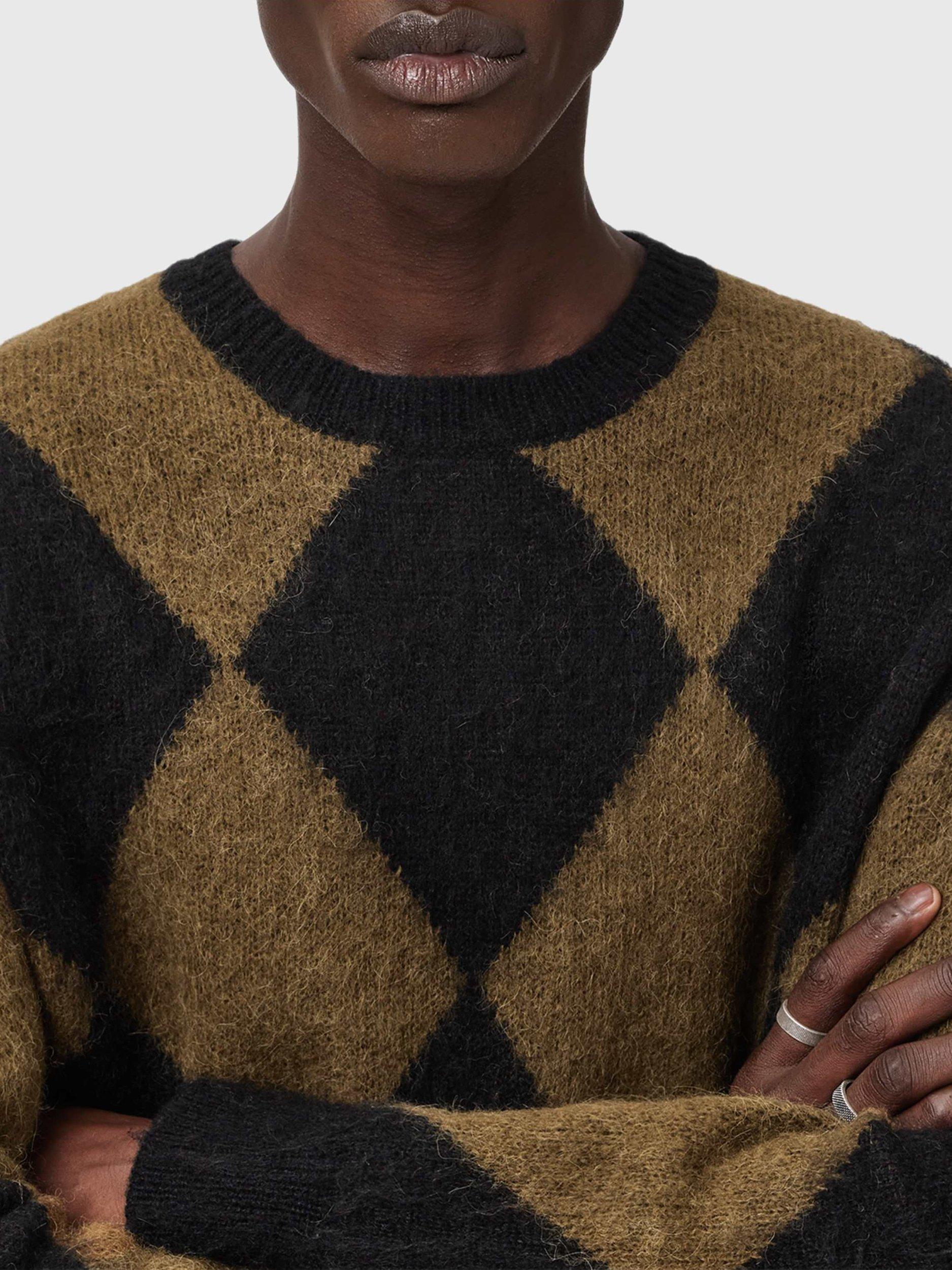 Product image 5 of 8, which shows AllSaints Bower Check Jumper, Black/Multi, S