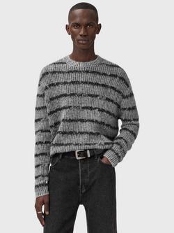 AllSaints Dissolved Stripe Jumper, Grey/Multi