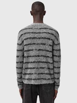AllSaints Dissolved Stripe Jumper - view 2, Grey/Multi