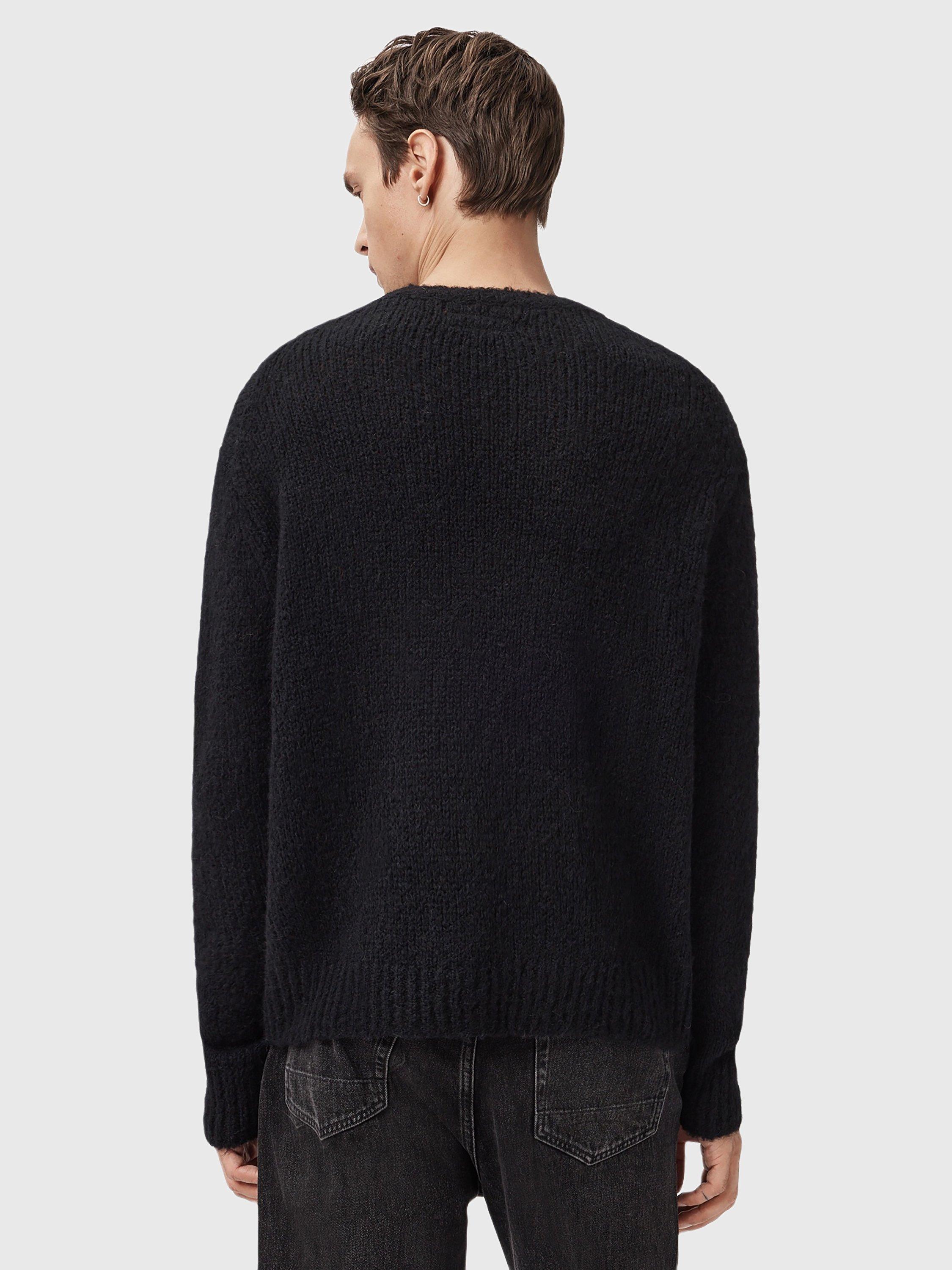 Product image 2 of 7, which shows AllSaints Message Wool Alpaca Blend Jumper, Black/Multi, XL