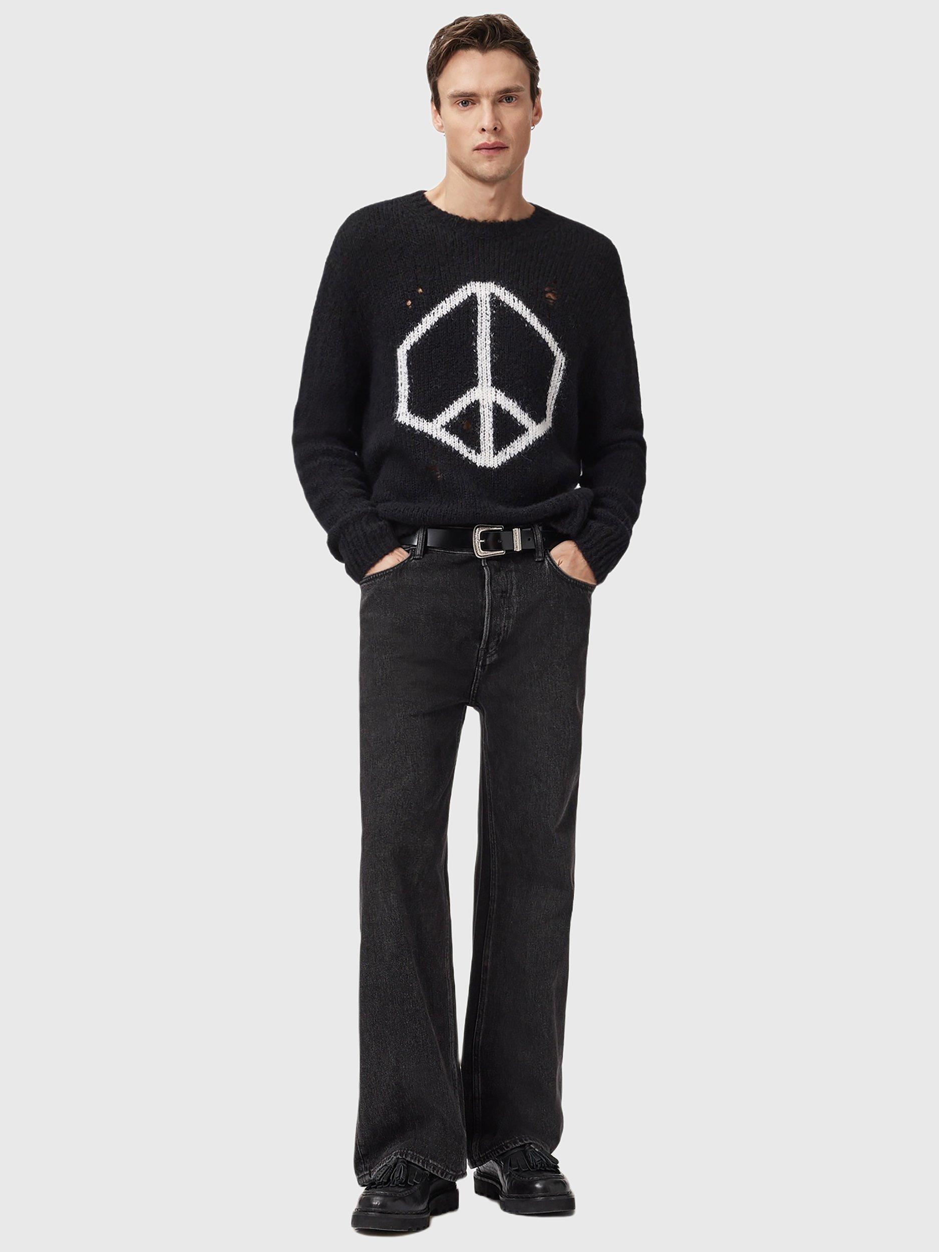 Product image 3 of 7, which shows AllSaints Message Wool Alpaca Blend Jumper, Black/Multi, XL