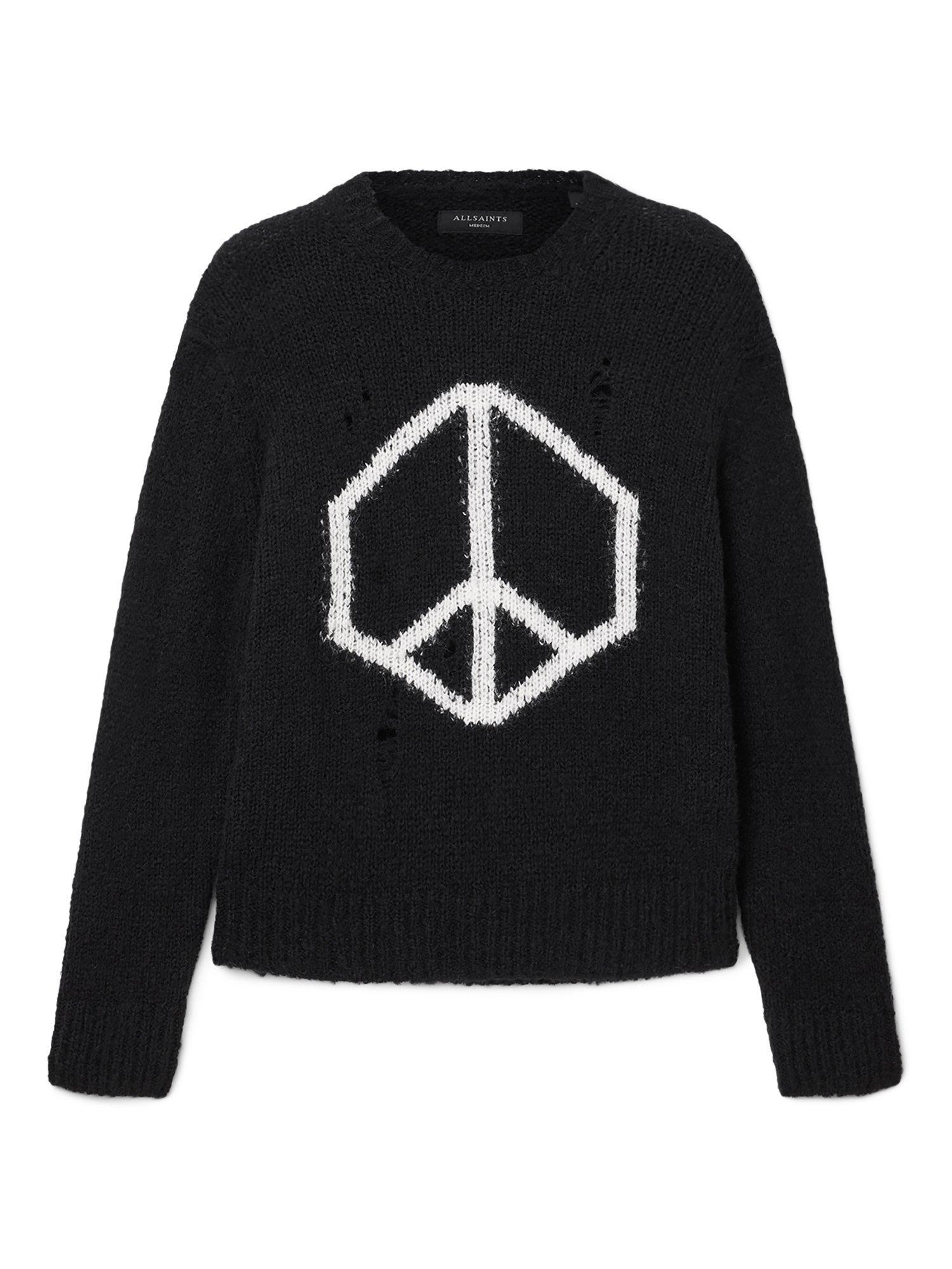 Product image 4 of 7, which shows AllSaints Message Wool Alpaca Blend Jumper, Black/Multi, XL